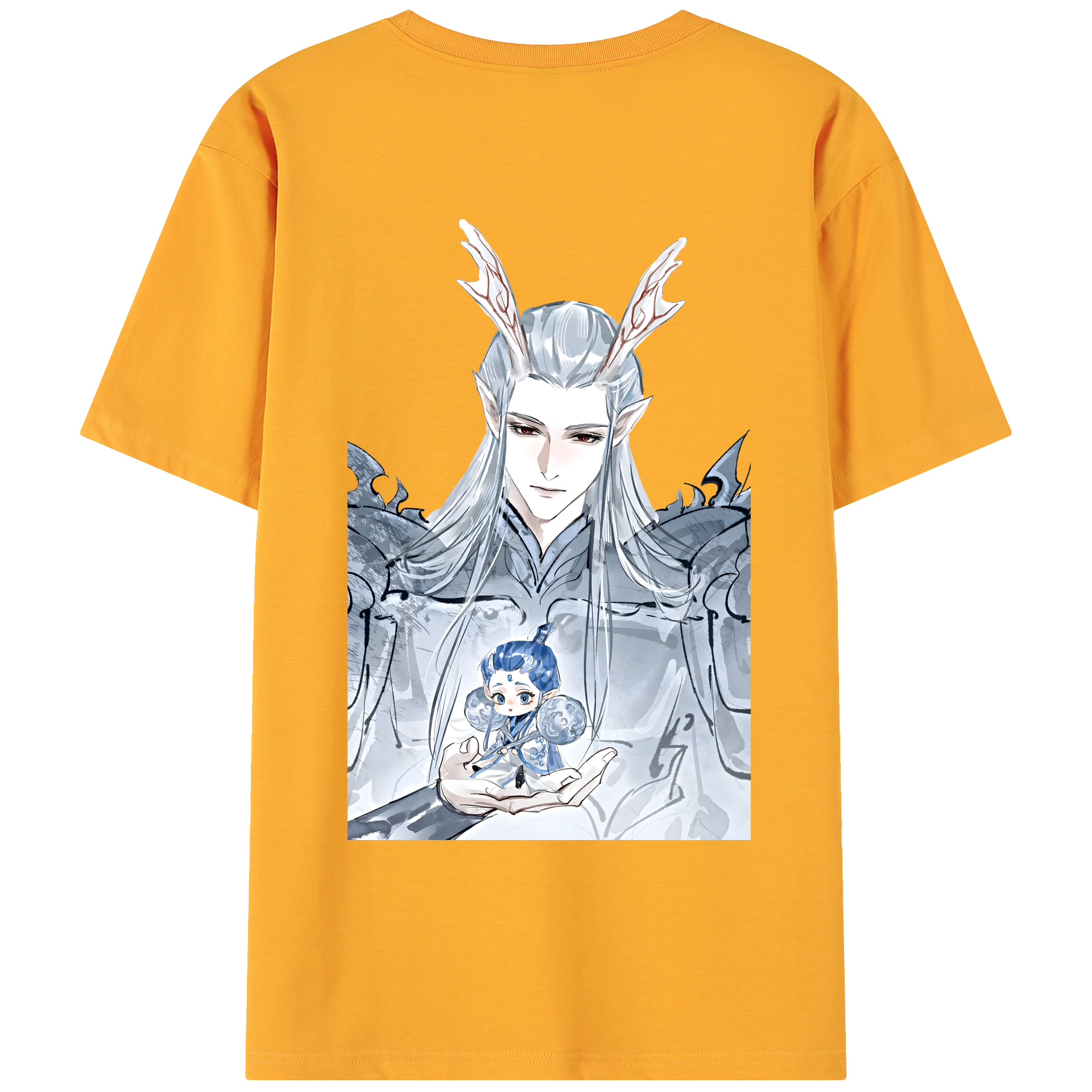 （画像用） Ne Zha 2 ナタ 魔童の大暴れ 綿100％ メンズ半袖Tシャツ（バックプリント） 通気性