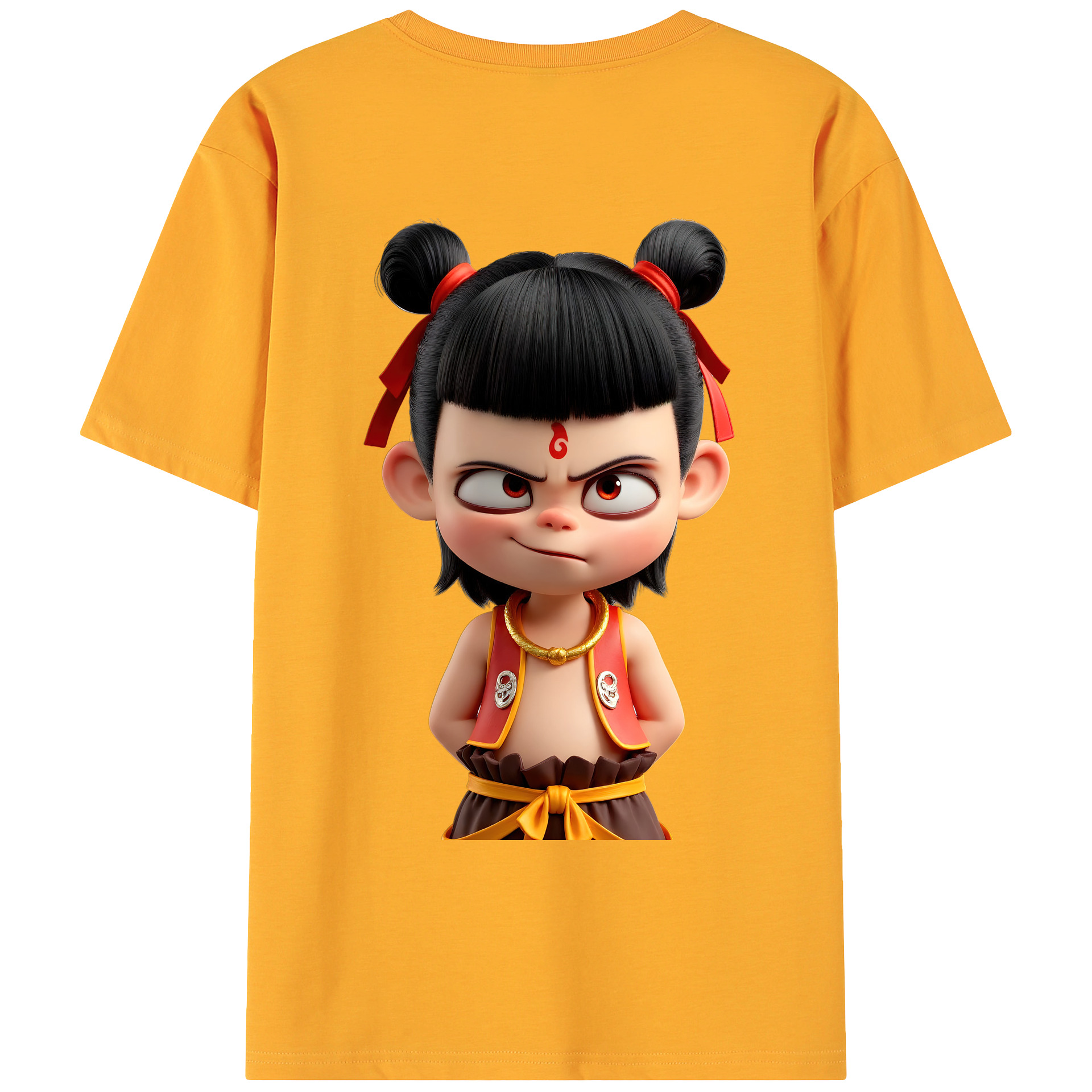 （画像用） Ne Zha 2 ナタ 魔童の大暴れ 綿100％ メンズ半袖Tシャツ（バックプリント） 通気性