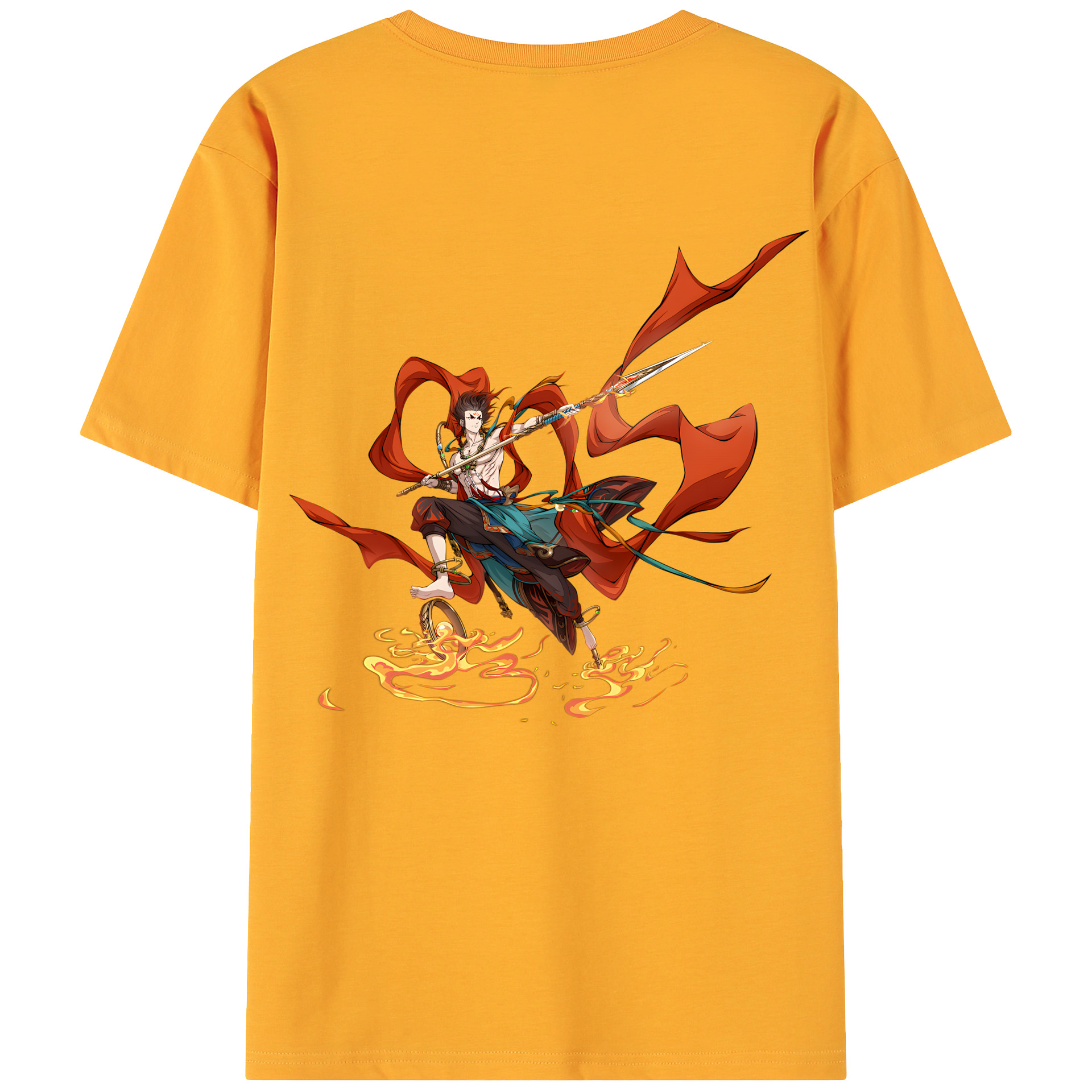 （画像用） Ne Zha 2 ナタ 魔童の大暴れ 綿100％ メンズ半袖Tシャツ（バックプリント） 通気性