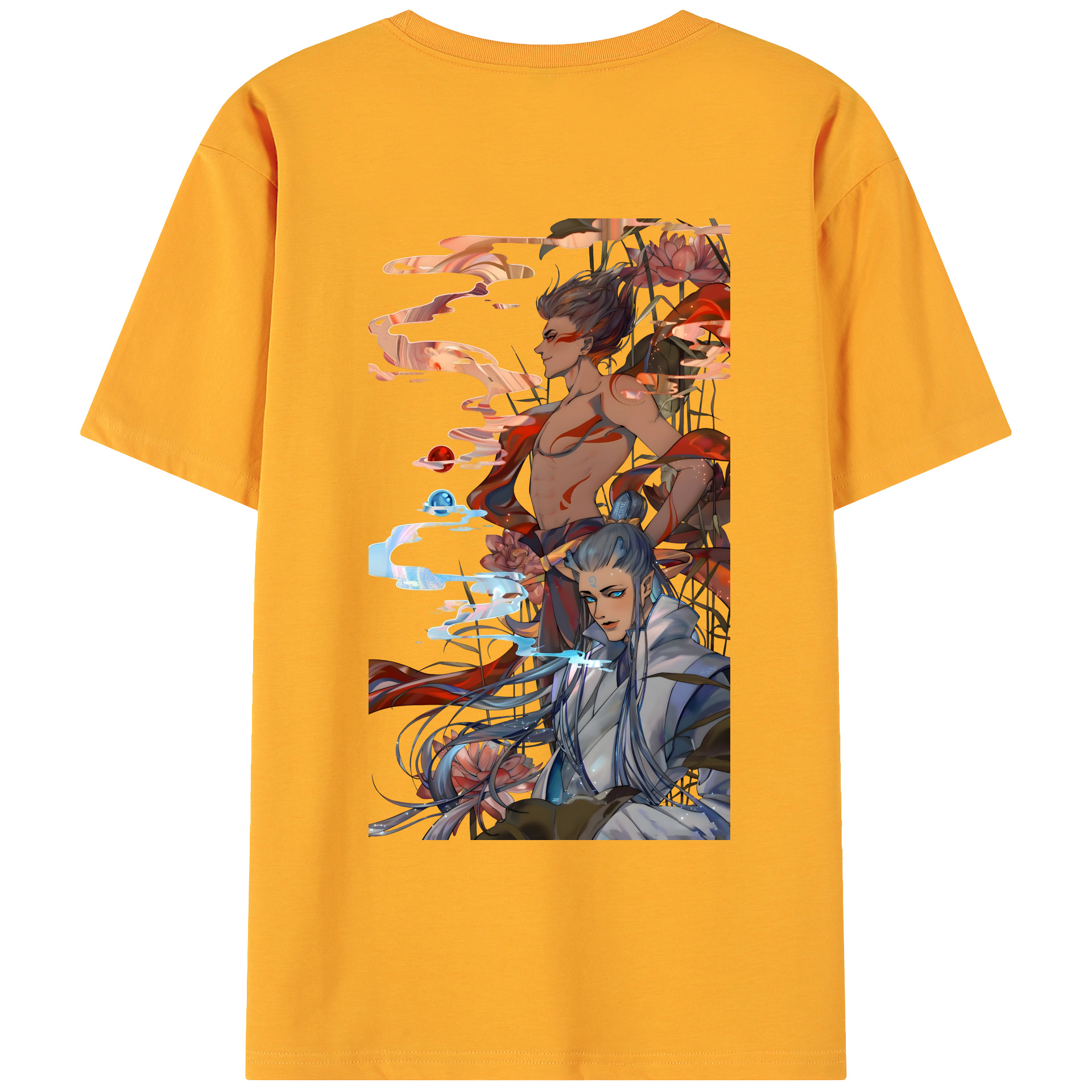 （画像用） Ne Zha 2 ナタ 魔童の大暴れ 綿100％ メンズ半袖Tシャツ（バックプリント） 通気性