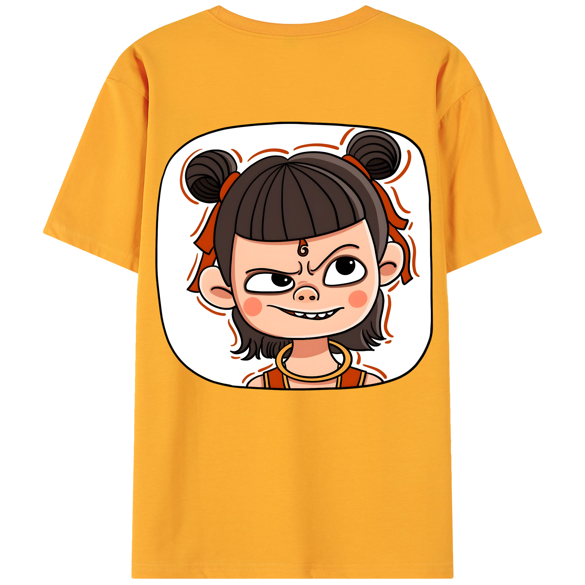 （画像用） Ne Zha 2 ナタ 魔童の大暴れ 綿100％ メンズ半袖Tシャツ（バックプリント） 通気性