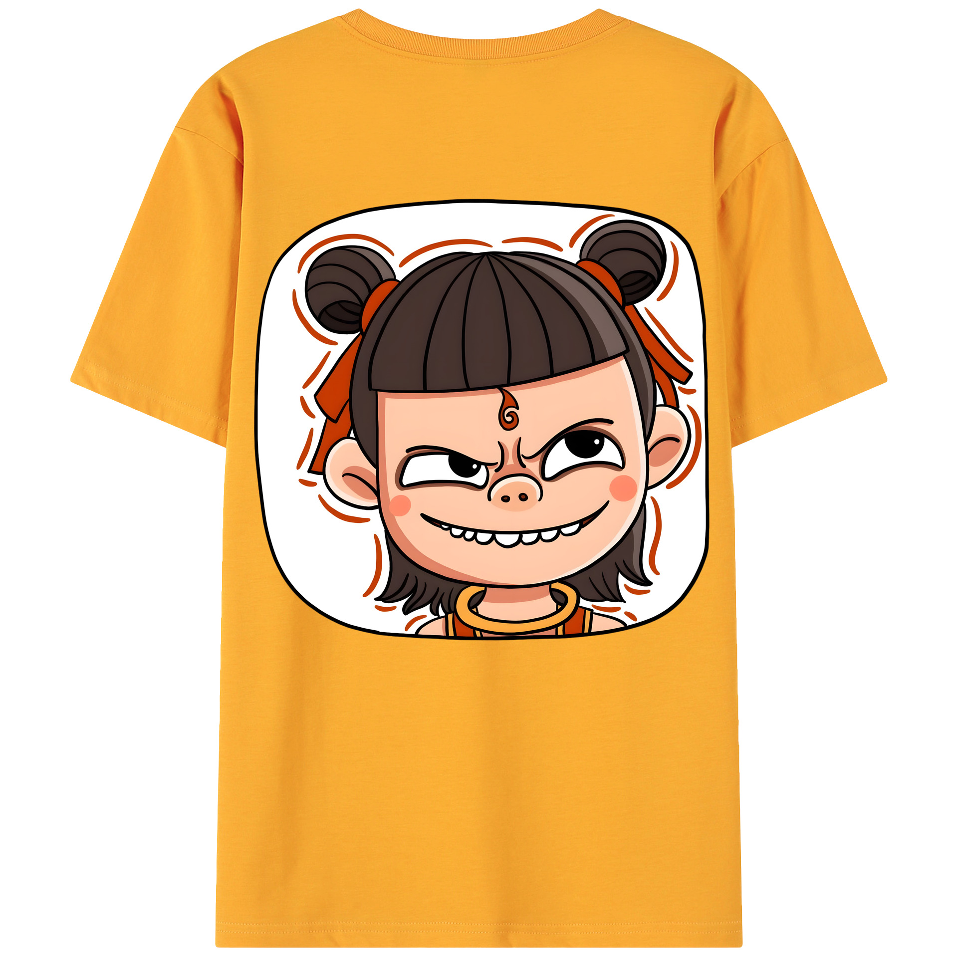 （画像用） Ne Zha 2 ナタ 魔童の大暴れ 綿100％ メンズ半袖Tシャツ（バックプリント） 通気性