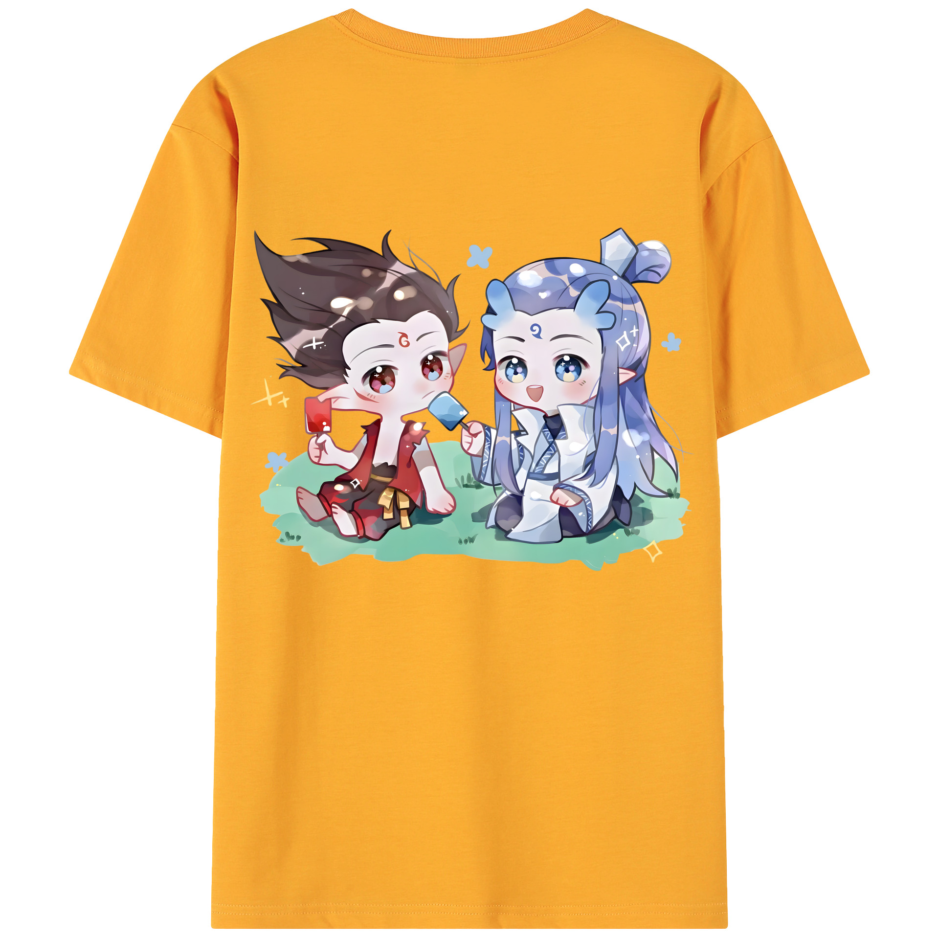 （画像用） Ne Zha 2 ナタ 魔童の大暴れ 綿100％ メンズ半袖Tシャツ（バックプリント） 通気性