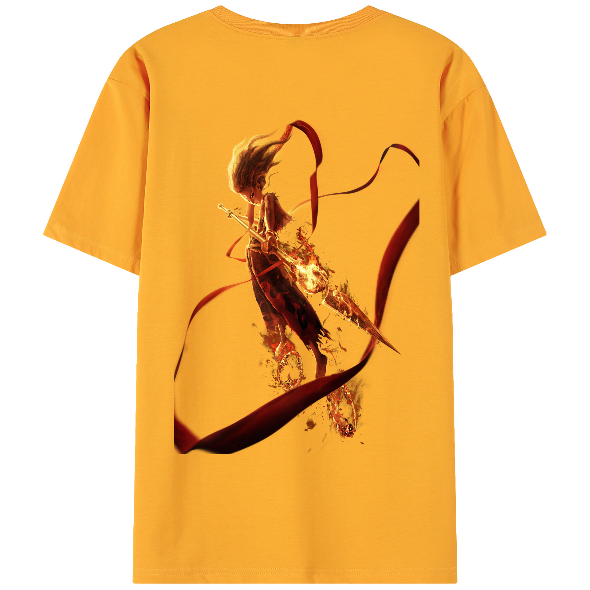 （画像用） Ne Zha 2 ナタ 魔童の大暴れ 綿100％ メンズ半袖Tシャツ（バックプリント） 通気性