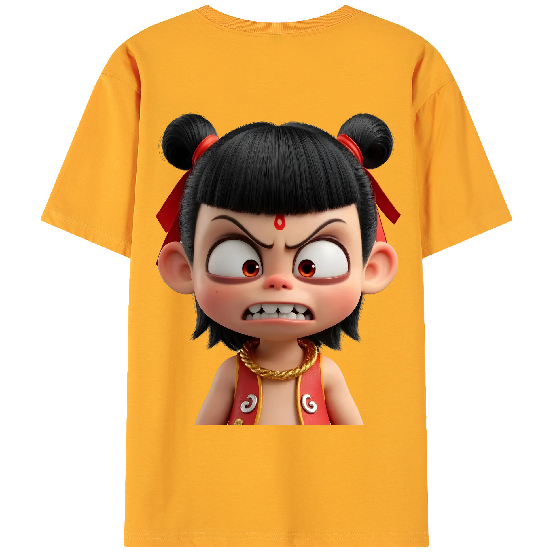 （画像用） Ne Zha 2 ナタ 魔童の大暴れ 綿100％ メンズ半袖Tシャツ（バックプリント） 通気性