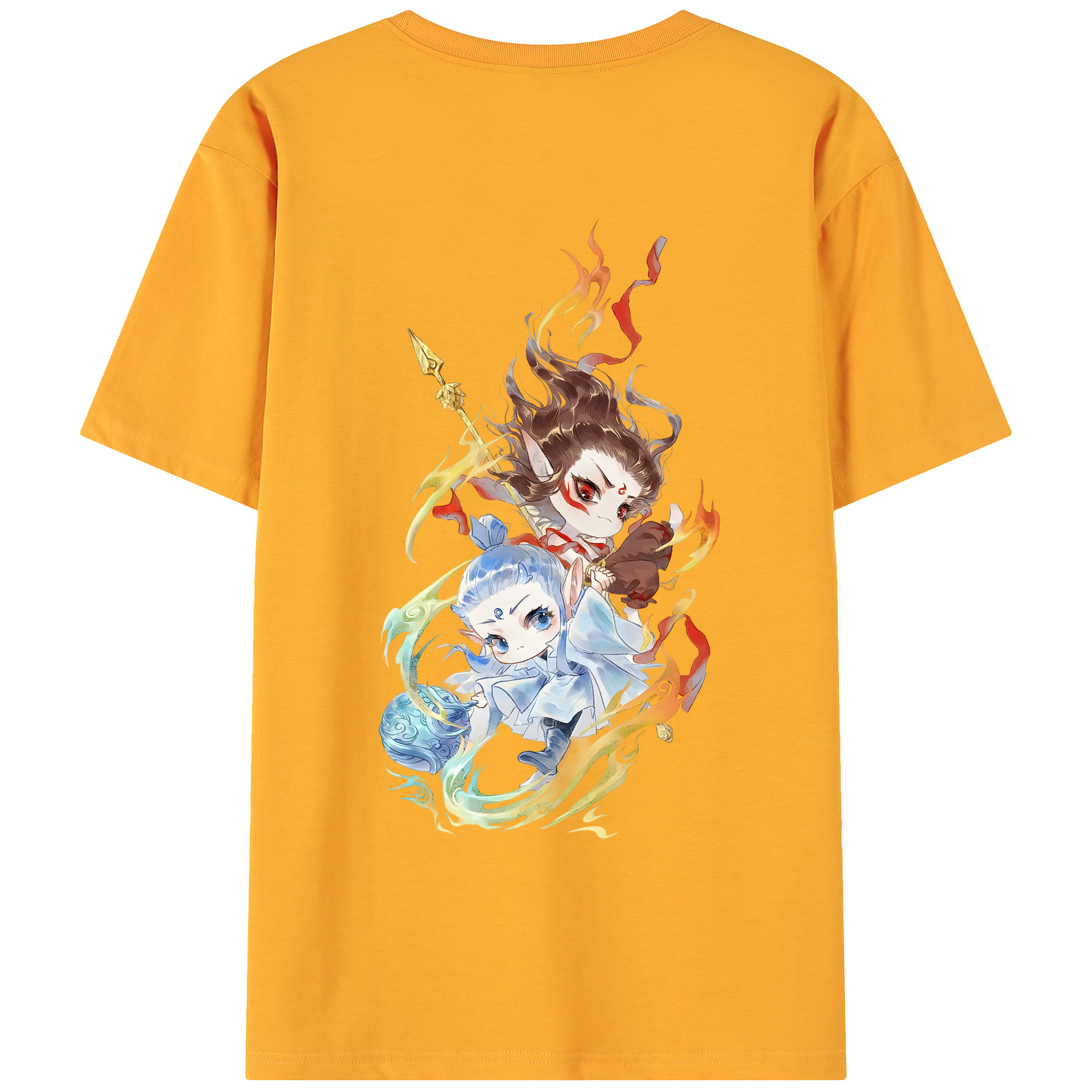 （画像用） Ne Zha 2 ナタ 魔童の大暴れ 綿100％ メンズ半袖Tシャツ（バックプリント） 通気性
