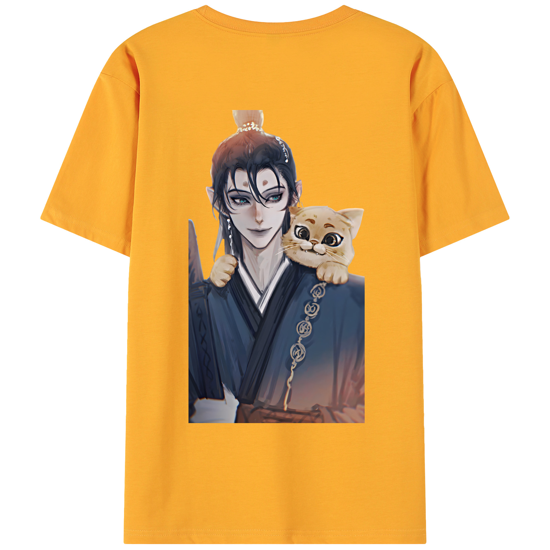 （画像用） Ne Zha 2 ナタ 魔童の大暴れ 綿100％ メンズ半袖Tシャツ（バックプリント） 通気性