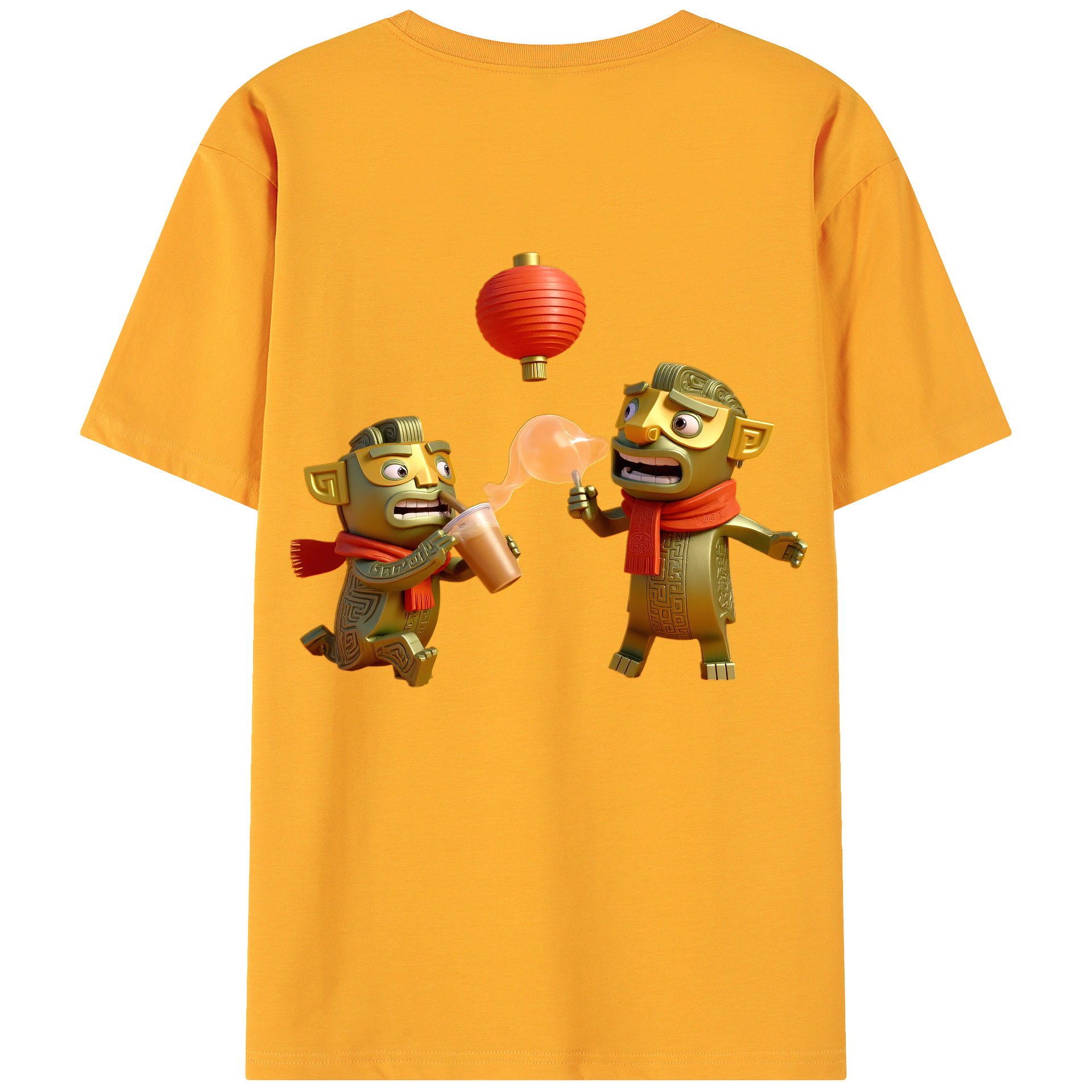 （画像用） Ne Zha 2 ナタ 魔童の大暴れ 綿100％ メンズ半袖Tシャツ（バックプリント） 通気性