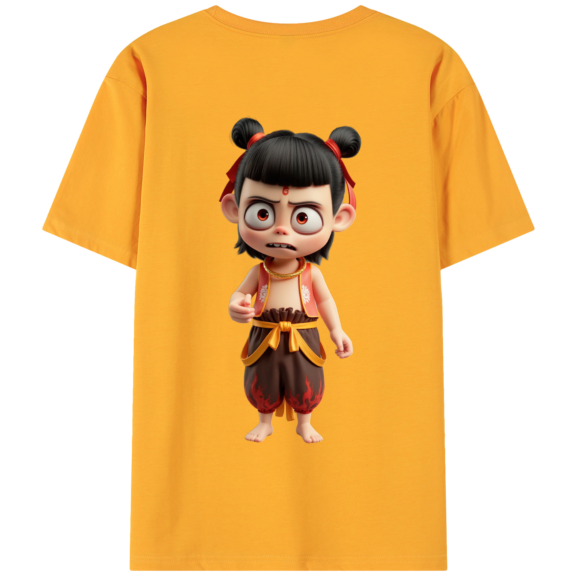（画像用） Ne Zha 2 ナタ 魔童の大暴れ 綿100％ メンズ半袖Tシャツ（バックプリント） 通気性