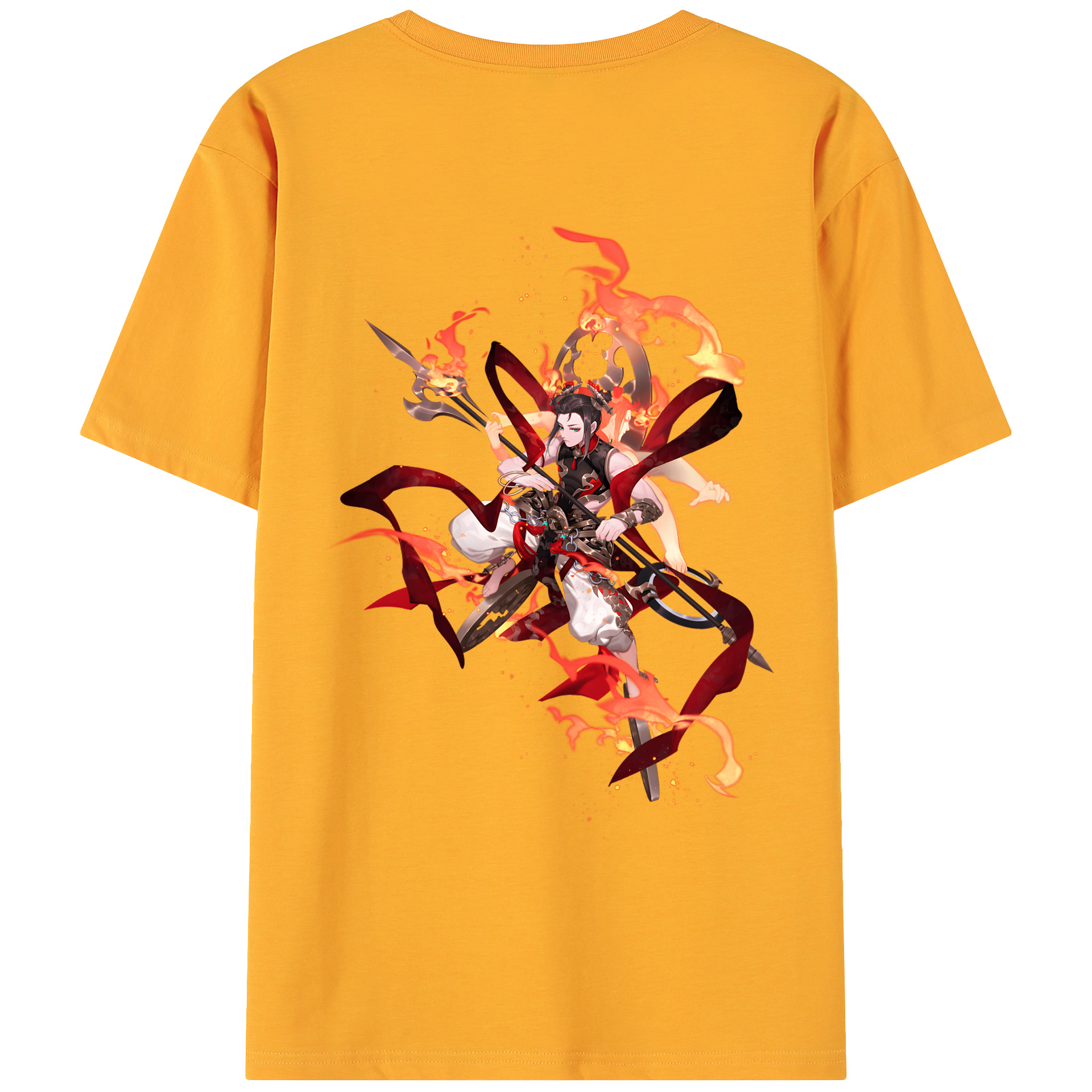 （画像用） Ne Zha 2 ナタ 魔童の大暴れ 綿100％ メンズ半袖Tシャツ（バックプリント） 通気性