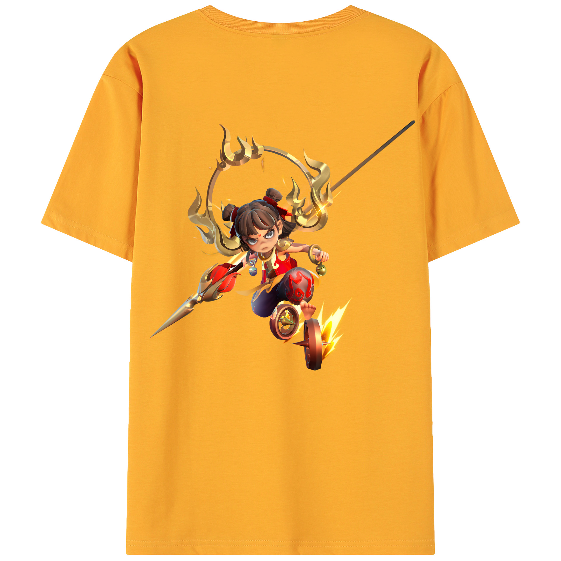 （画像用） Ne Zha 2 ナタ 魔童の大暴れ 綿100％ メンズ半袖Tシャツ（バックプリント） 通気性