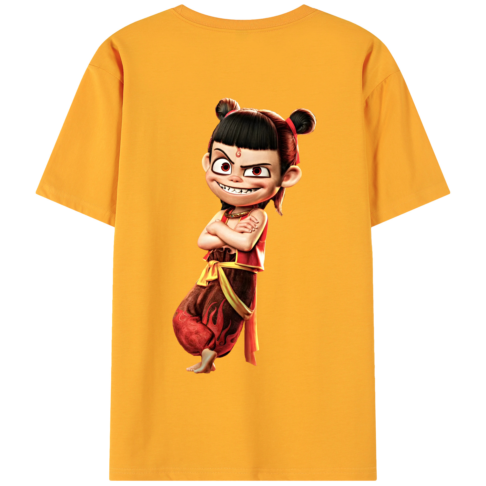 （画像用） Ne Zha 2 ナタ 魔童の大暴れ 綿100％ メンズ半袖Tシャツ（バックプリント） 通気性