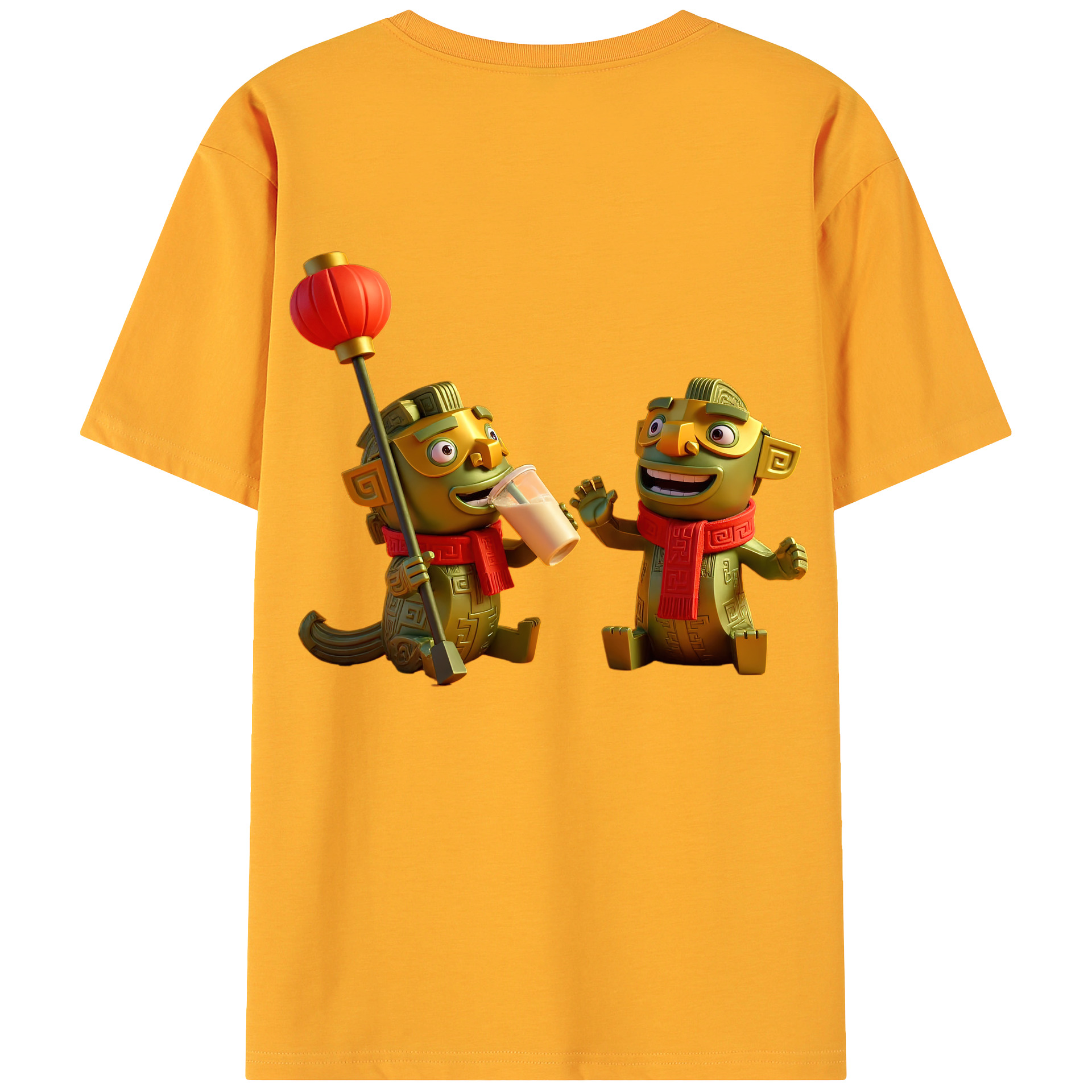 （画像用） Ne Zha 2 ナタ 魔童の大暴れ 綿100％ メンズ半袖Tシャツ（バックプリント） 通気性