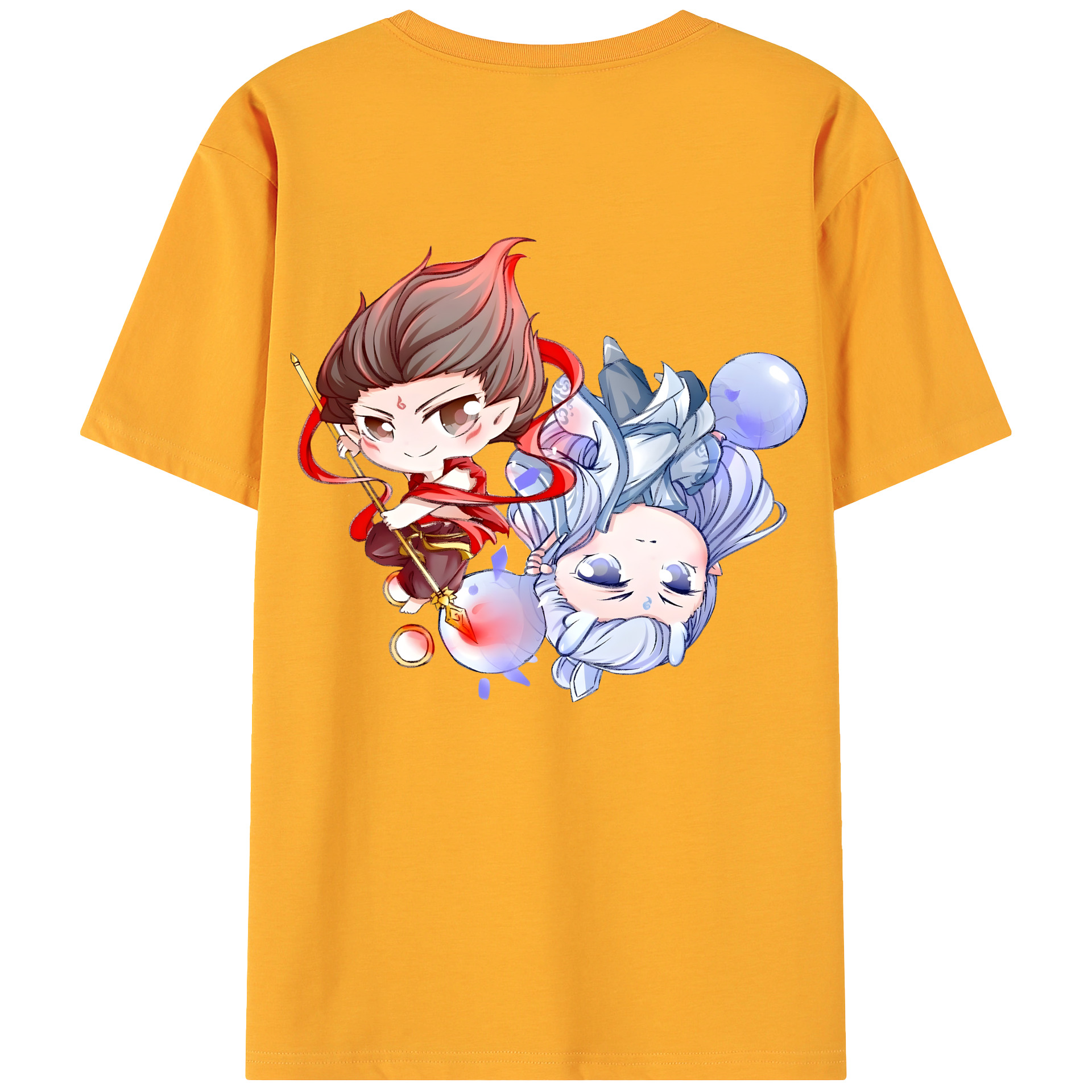 （画像用） Ne Zha 2 ナタ 魔童の大暴れ 綿100％ メンズ半袖Tシャツ（バックプリント） 通気性