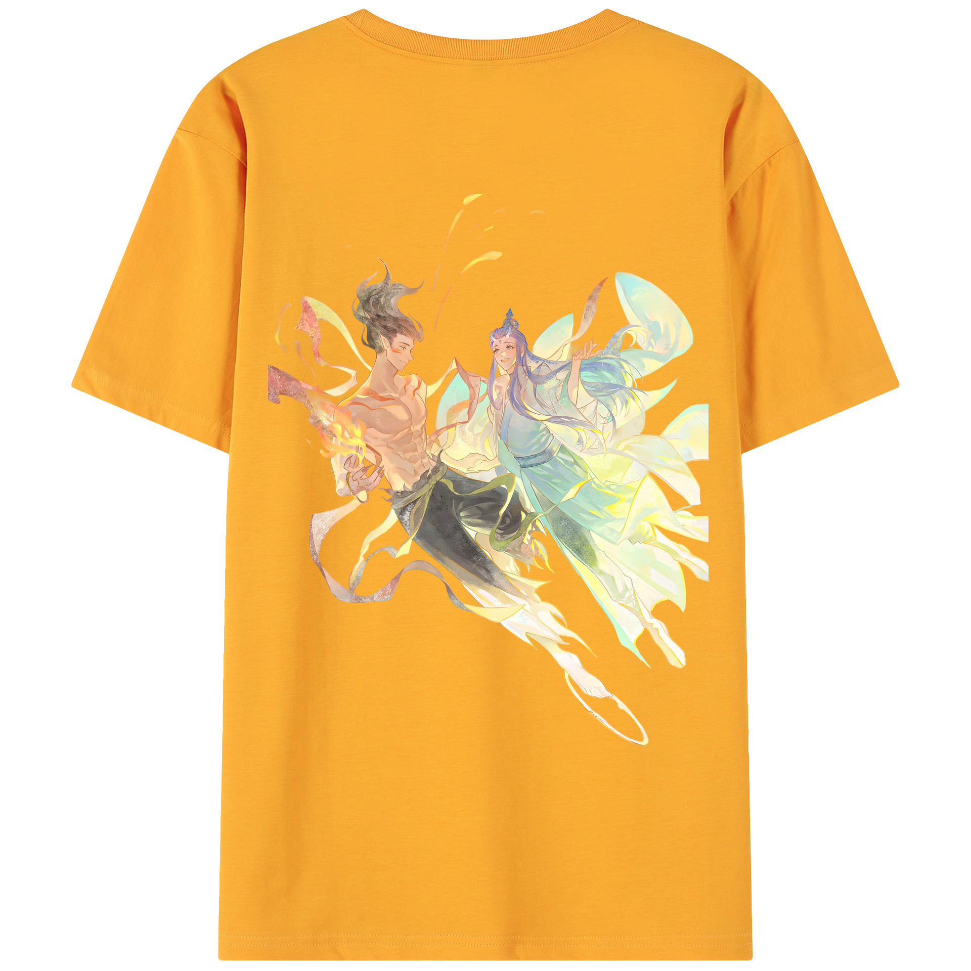 （画像用） Ne Zha 2 ナタ 魔童の大暴れ 綿100％ メンズ半袖Tシャツ（バックプリント） 通気性
