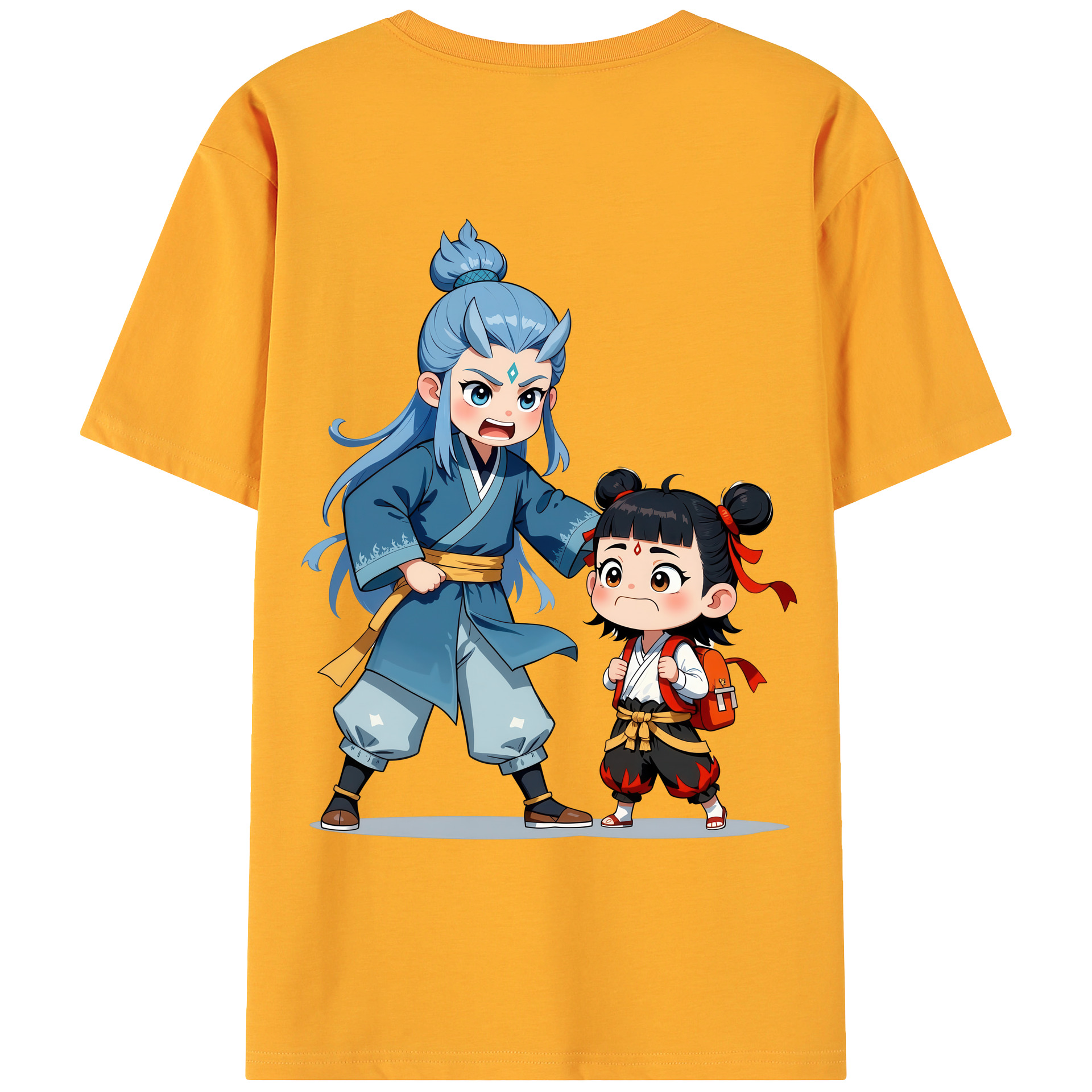 （画像用） Ne Zha 2 ナタ 魔童の大暴れ 綿100％ メンズ半袖Tシャツ（バックプリント） 通気性