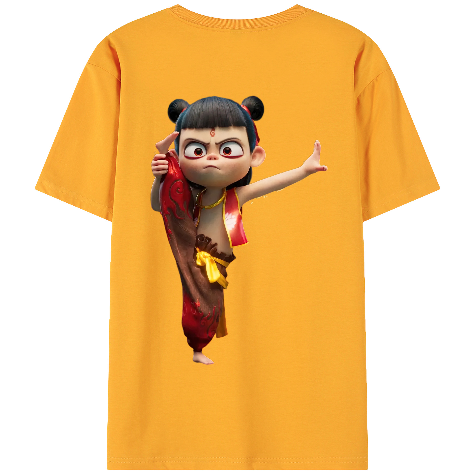 （画像用） Ne Zha 2 ナタ 魔童の大暴れ 綿100％ メンズ半袖Tシャツ（バックプリント） 通気性