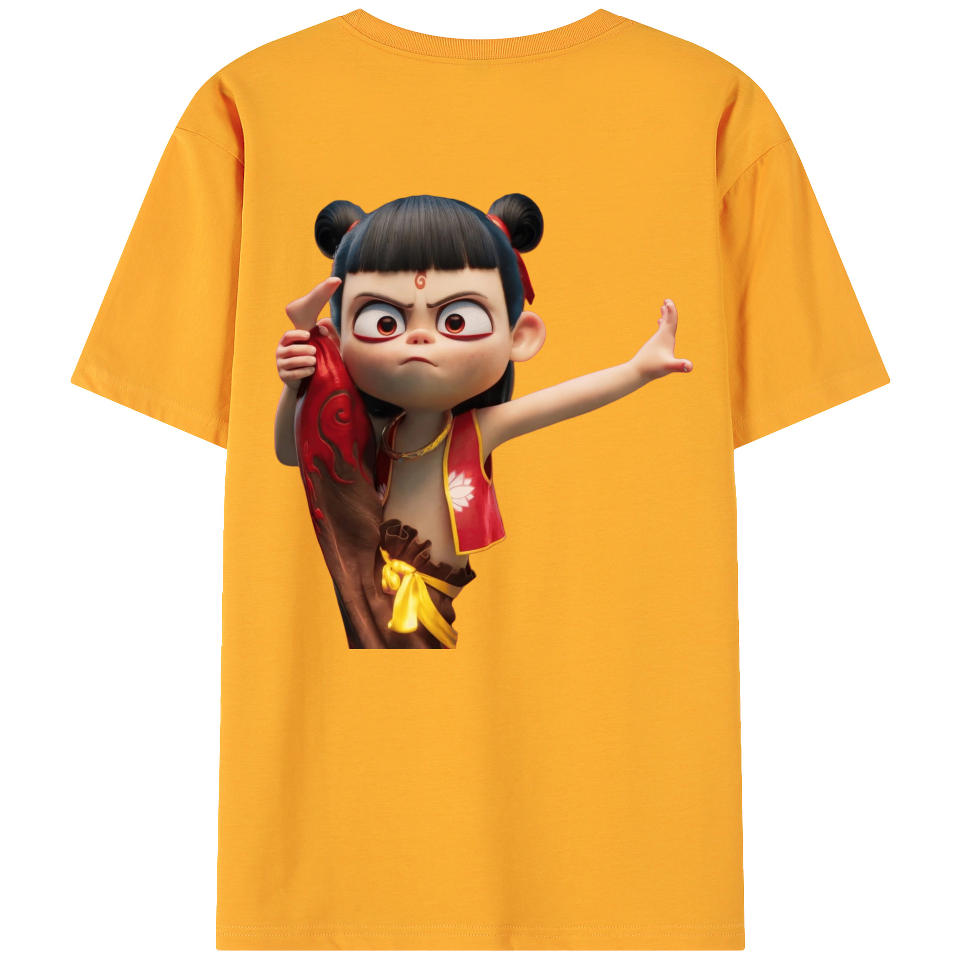 （画像用） Ne Zha 2 ナタ 魔童の大暴れ 綿100％ メンズ半袖Tシャツ（バックプリント） 通気性