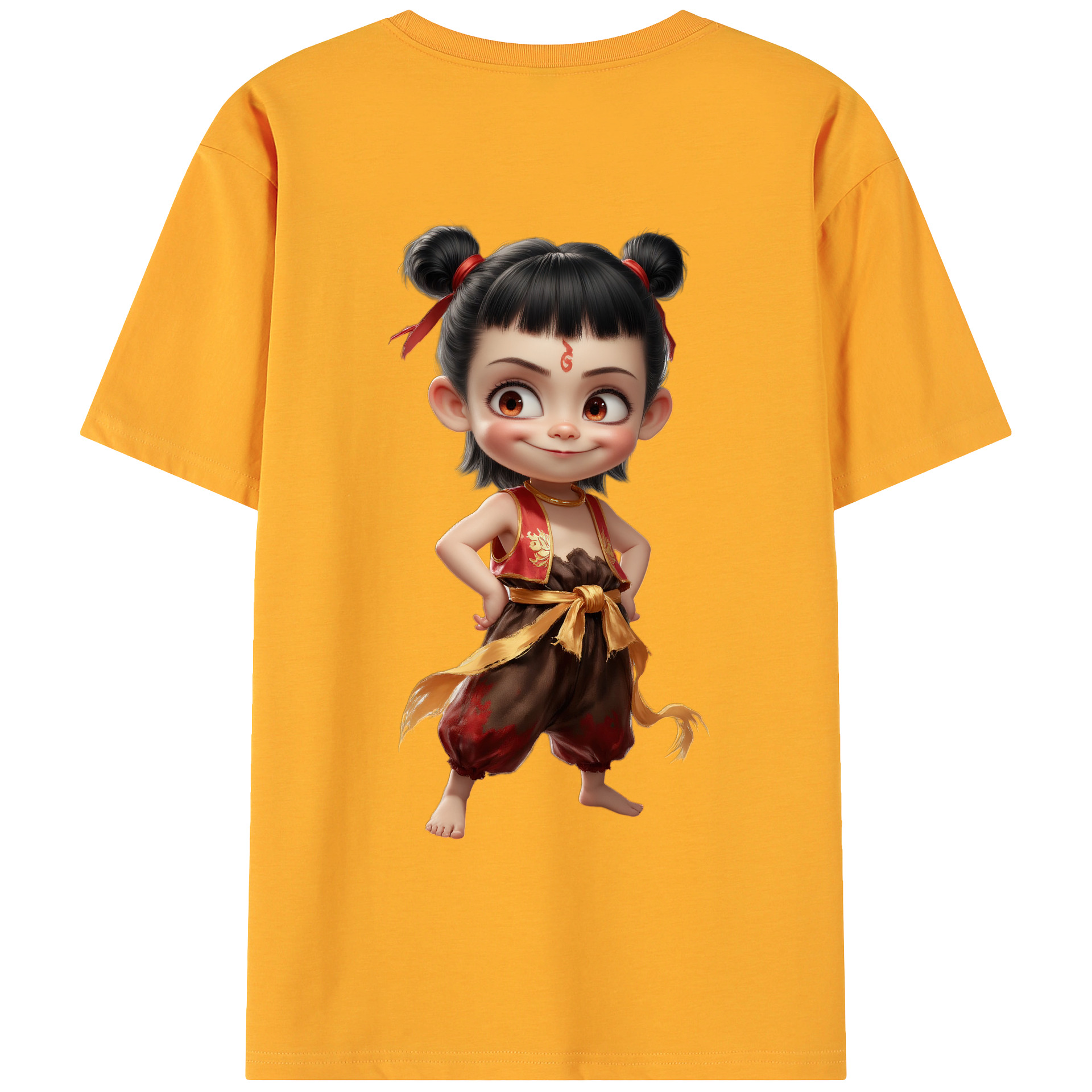 （画像用） Ne Zha 2 ナタ 魔童の大暴れ 綿100％ メンズ半袖Tシャツ（バックプリント） 通気性