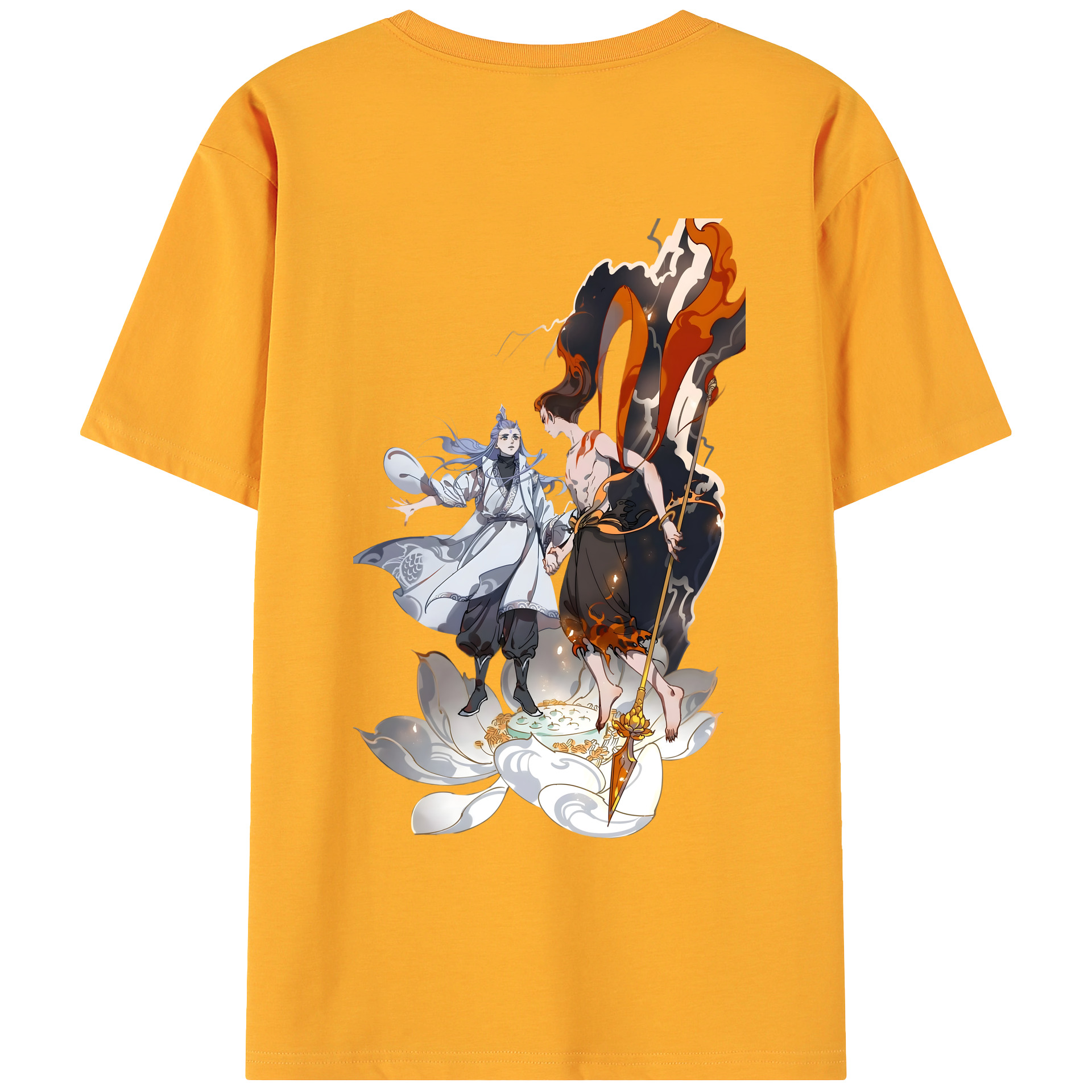（画像用） Ne Zha 2 ナタ 魔童の大暴れ 綿100％ メンズ半袖Tシャツ（バックプリント） 通気性