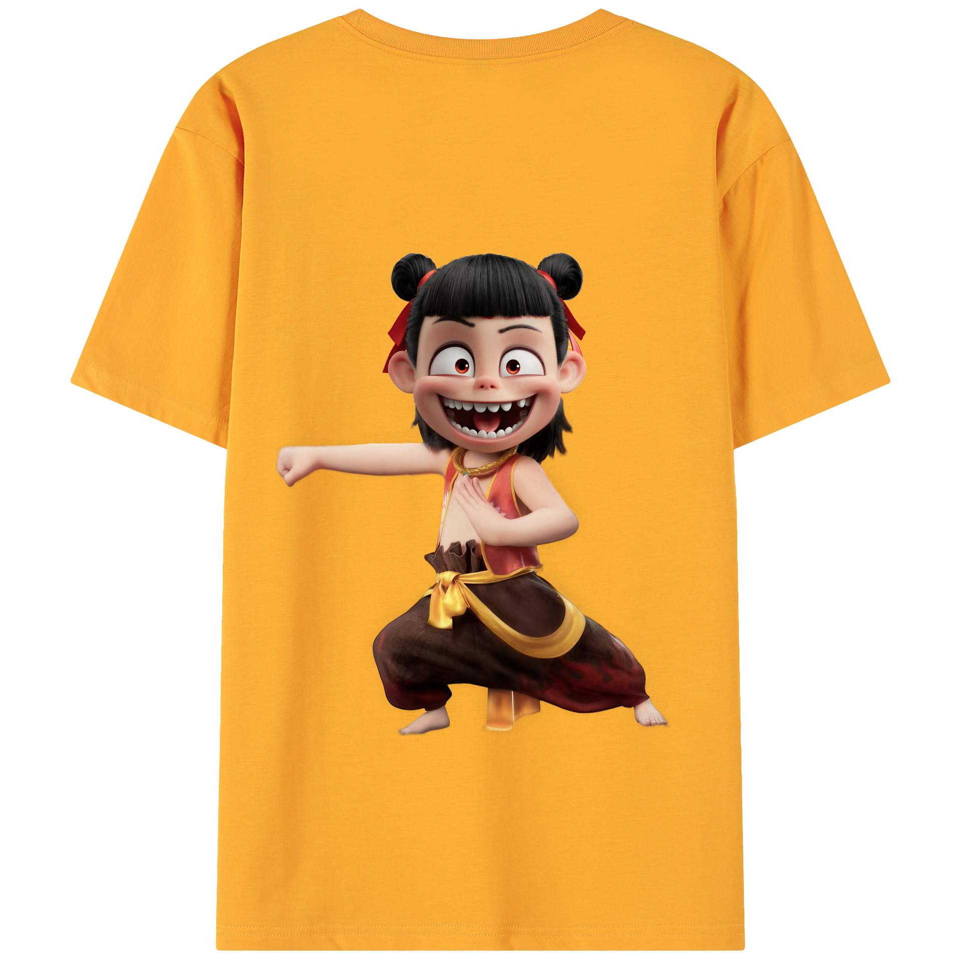 （画像用） Ne Zha 2 ナタ 魔童の大暴れ 綿100％ メンズ半袖Tシャツ（バックプリント） 通気性
