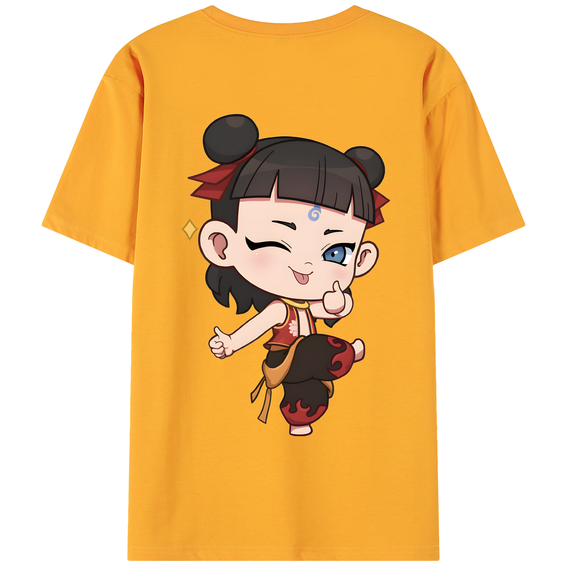 （画像用） Ne Zha 2 ナタ 魔童の大暴れ 綿100％ メンズ半袖Tシャツ（バックプリント） 通気性