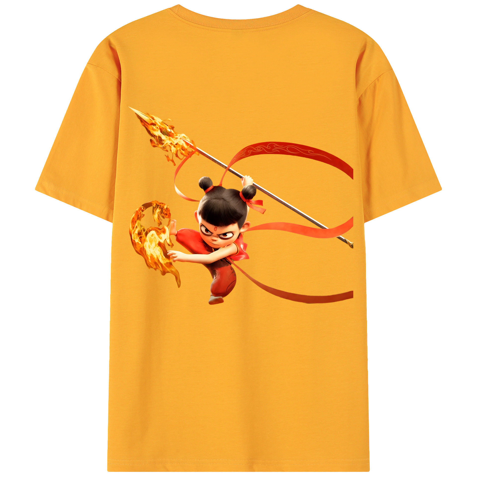 （画像用） Ne Zha 2 ナタ 魔童の大暴れ 綿100％ メンズ半袖Tシャツ（バックプリント） 通気性