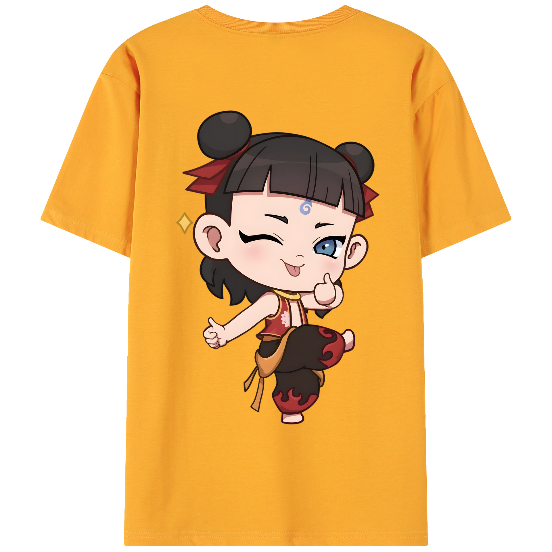 （画像用） Ne Zha 2 ナタ 魔童の大暴れ 綿100％ メンズ半袖Tシャツ（バックプリント） 通気性