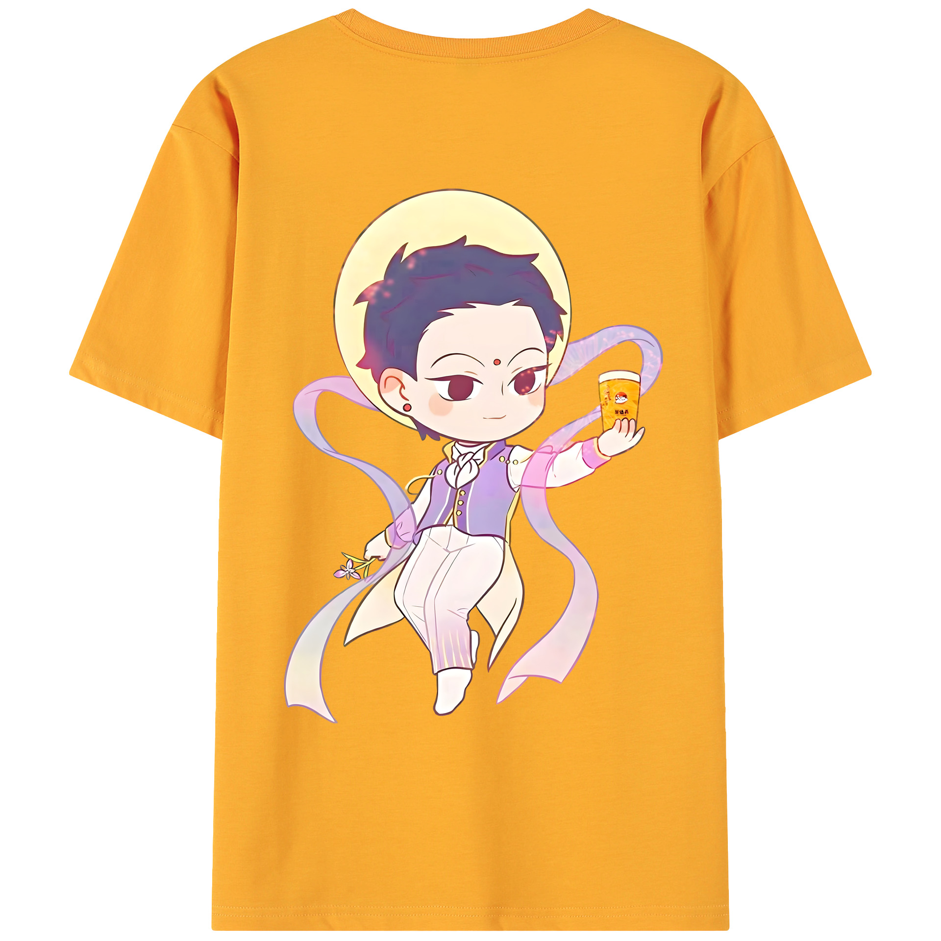 （画像用） Ne Zha 2 ナタ 魔童の大暴れ 綿100％ メンズ半袖Tシャツ（バックプリント） 通気性