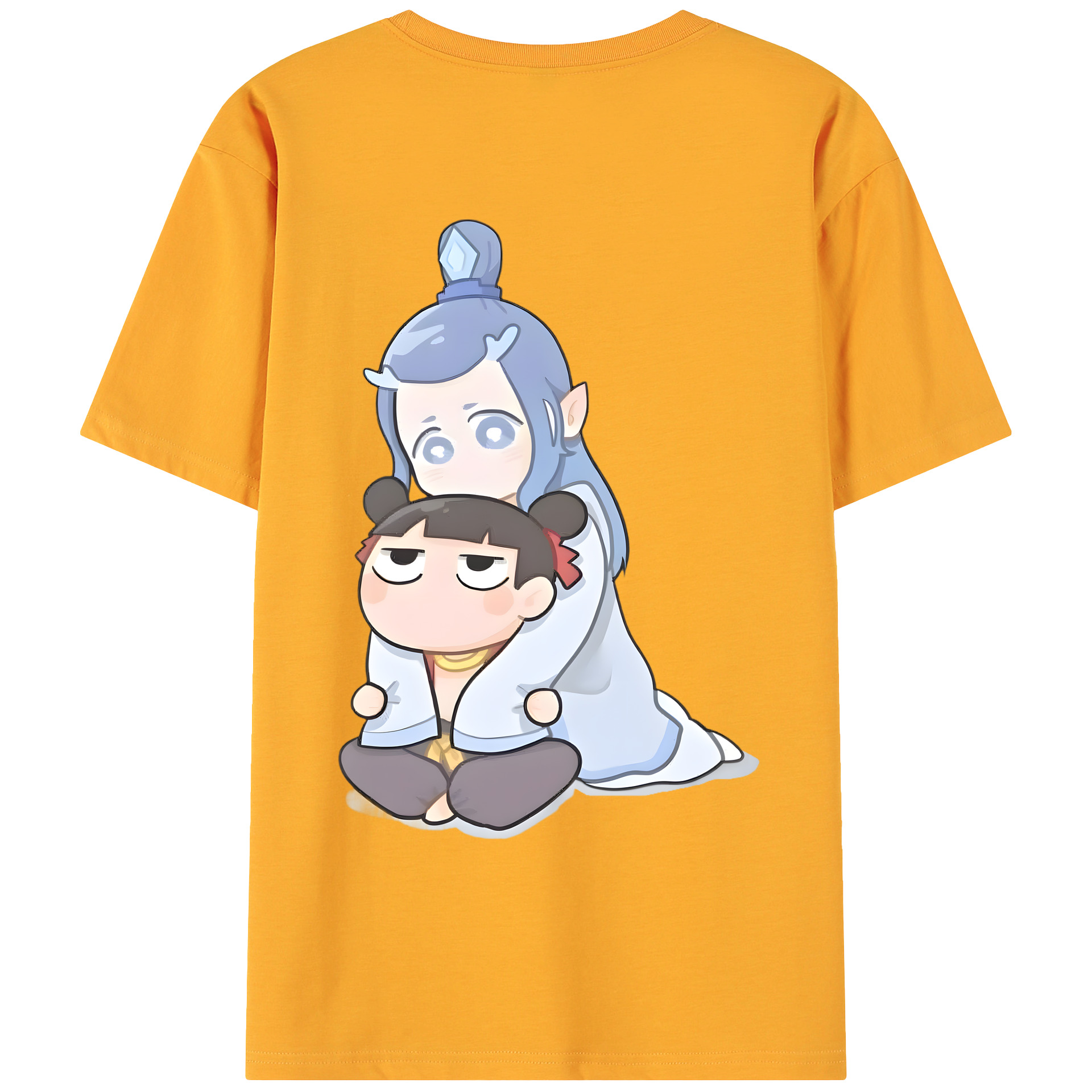 （画像用） Ne Zha 2 ナタ 魔童の大暴れ 綿100％ メンズ半袖Tシャツ（バックプリント） 通気性