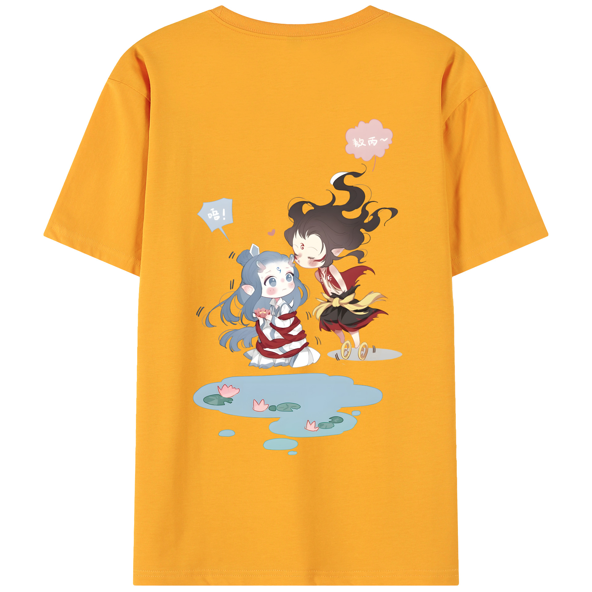 （画像用） Ne Zha 2 ナタ 魔童の大暴れ 綿100％ メンズ半袖Tシャツ（バックプリント） 通気性