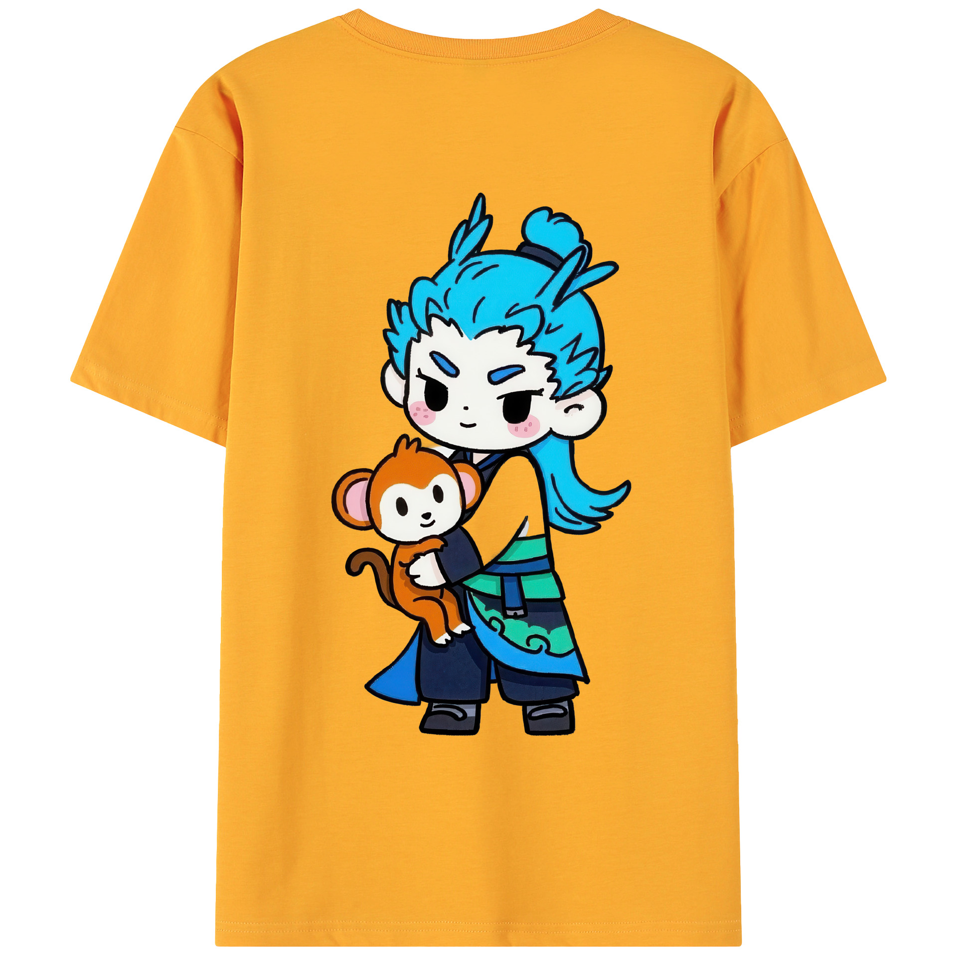 （画像用） Ne Zha 2 ナタ 魔童の大暴れ 綿100％ メンズ半袖Tシャツ（バックプリント） 通気性
