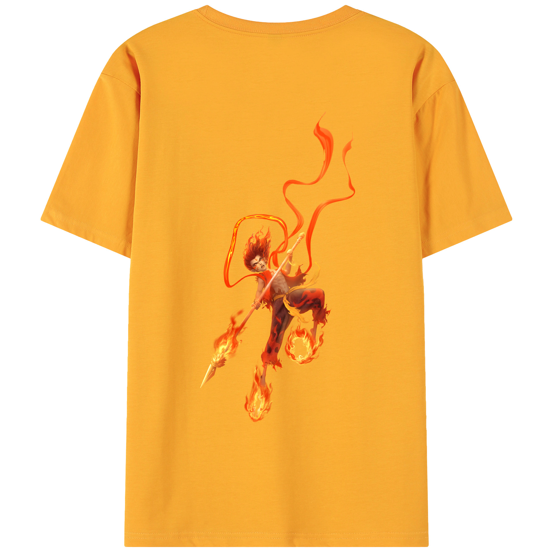 （画像用） Ne Zha 2 ナタ 魔童の大暴れ 綿100％ メンズ半袖Tシャツ（バックプリント） 通気性