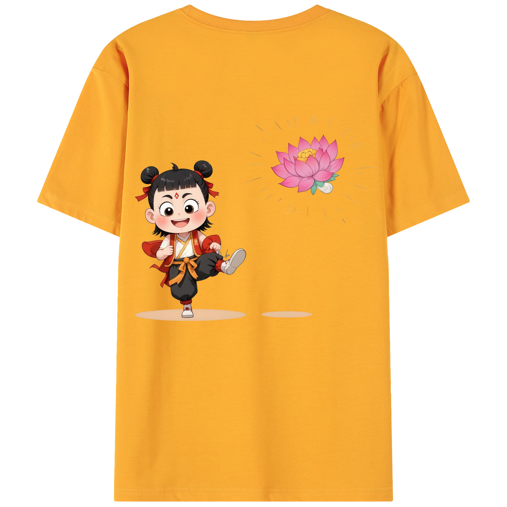 （画像用） Ne Zha 2 ナタ 魔童の大暴れ 綿100％ メンズ半袖Tシャツ（バックプリント） 通気性