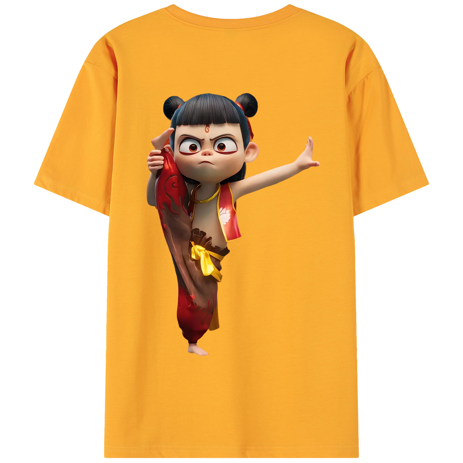 （画像用） Ne Zha 2 ナタ 魔童の大暴れ 綿100％ メンズ半袖Tシャツ（バックプリント） 通気性