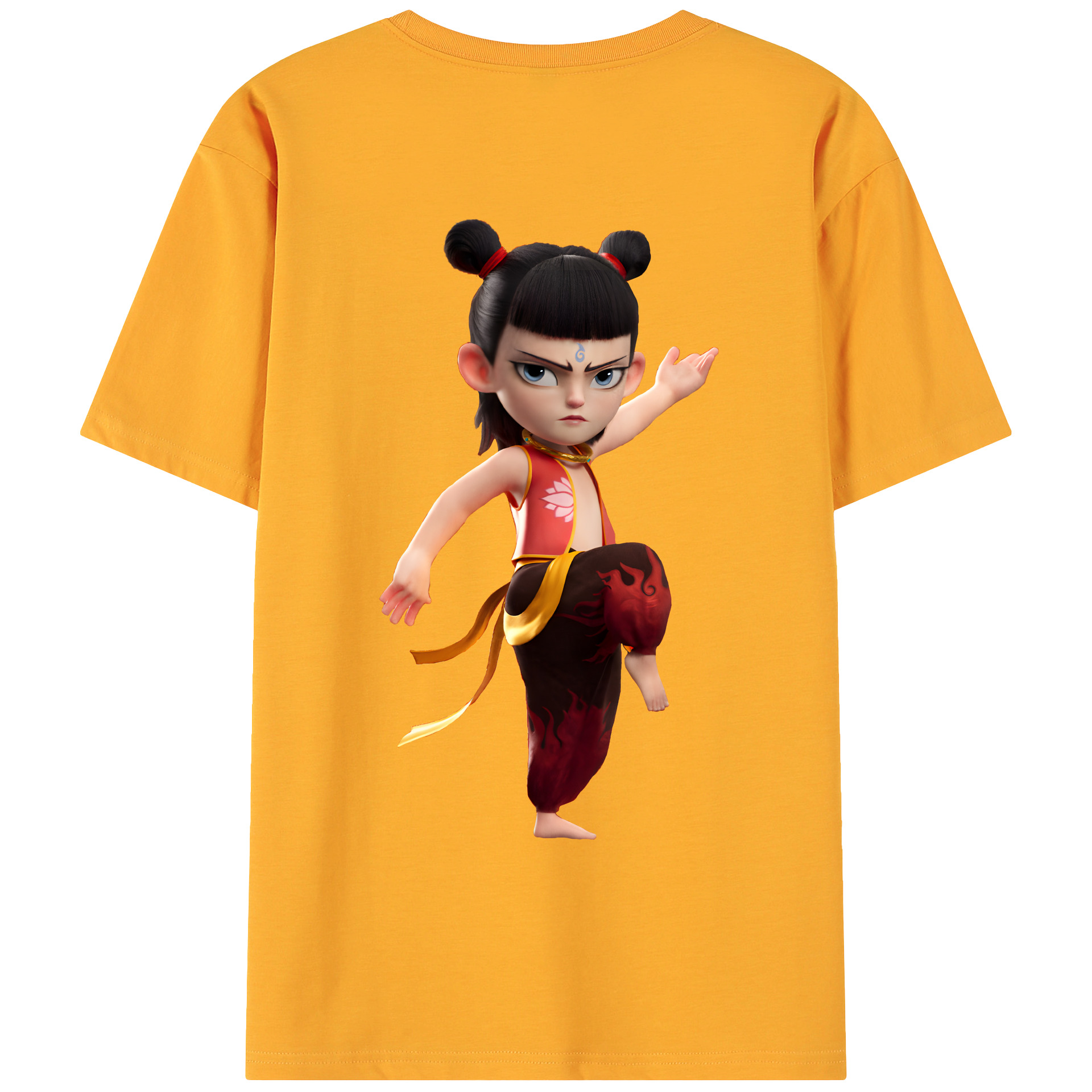 （画像用） Ne Zha 2 ナタ 魔童の大暴れ 綿100％ メンズ半袖Tシャツ（バックプリント） 通気性