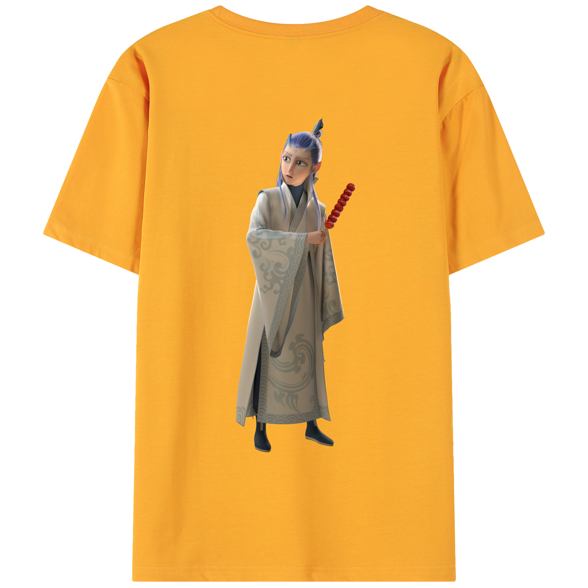 （画像用） Ne Zha 2 ナタ 魔童の大暴れ 綿100％ メンズ半袖Tシャツ（バックプリント） 通気性