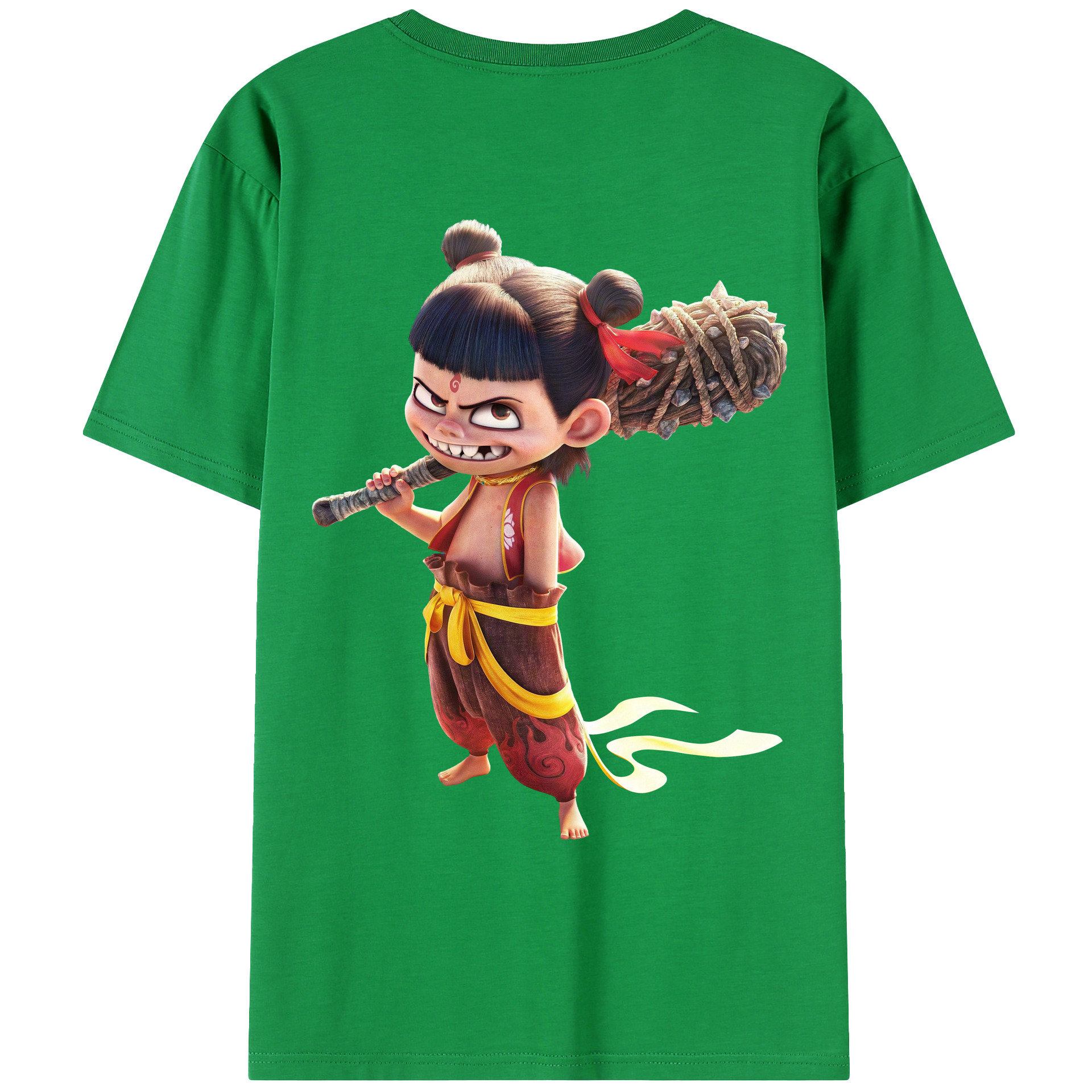 （画像用） Ne Zha 2 ナタ 魔童の大暴れ 綿100％ メンズ半袖Tシャツ（バックプリント） 通気性