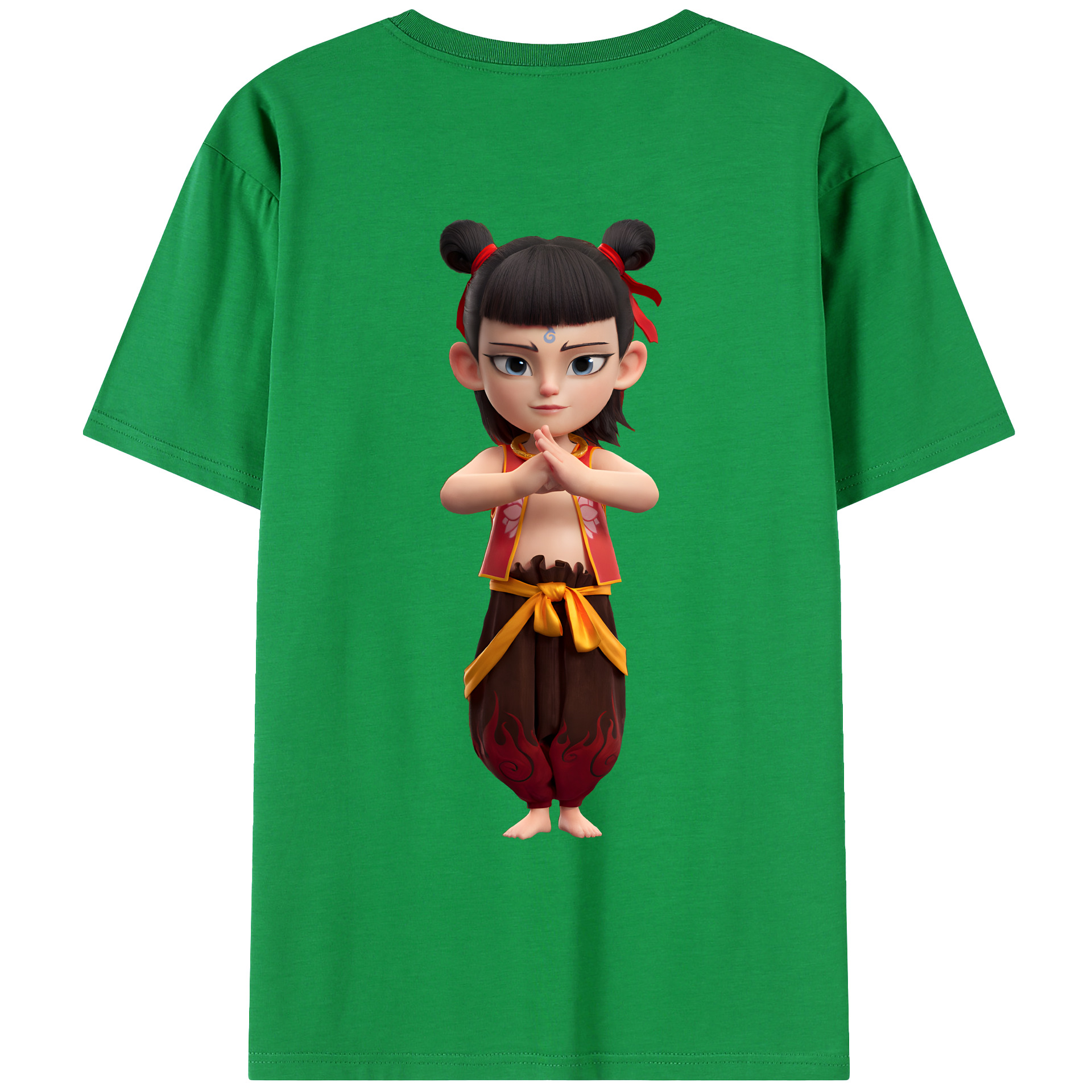 （画像用） Ne Zha 2 ナタ 魔童の大暴れ 綿100％ メンズ半袖Tシャツ（バックプリント） 通気性