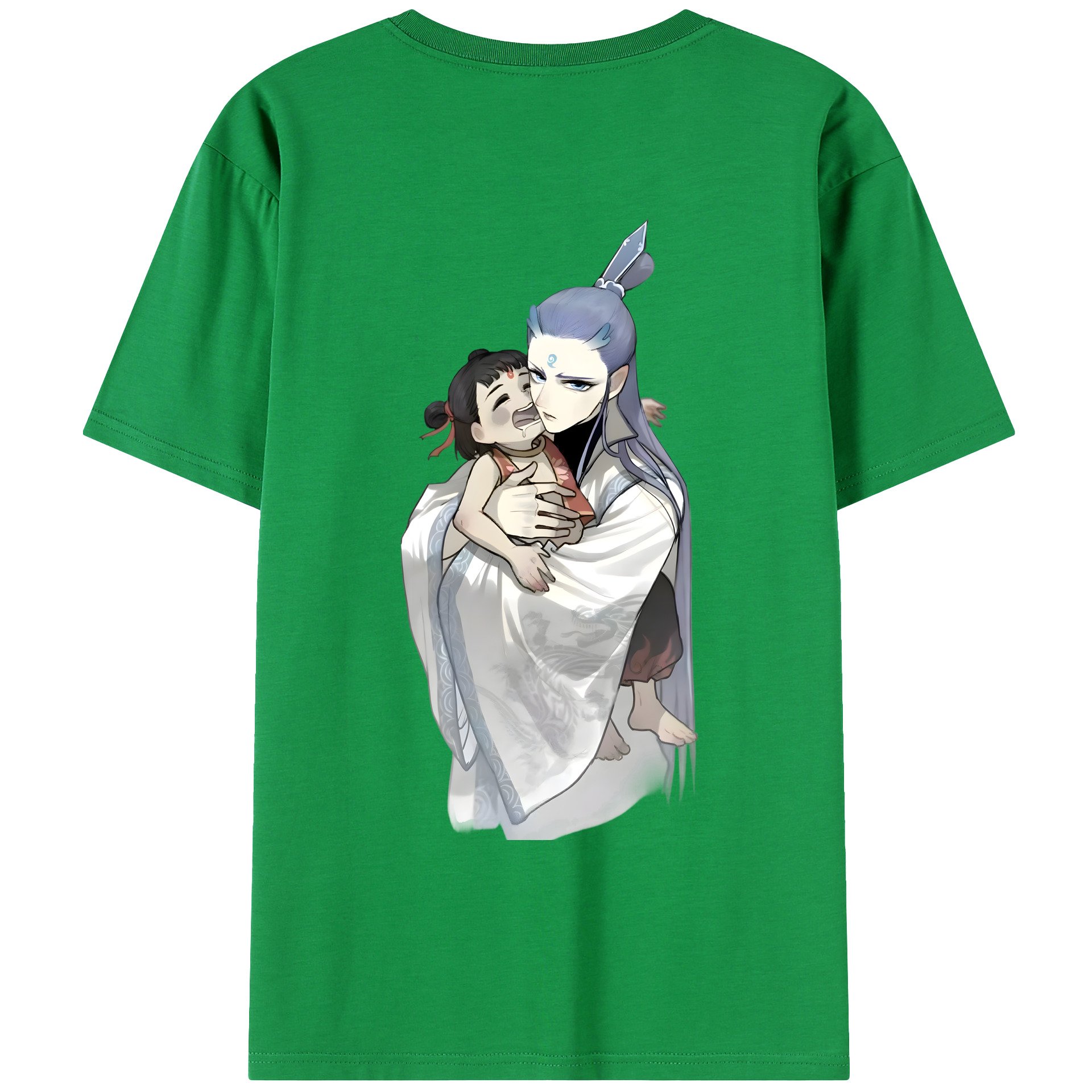 （画像用） Ne Zha 2 ナタ 魔童の大暴れ 綿100％ メンズ半袖Tシャツ（バックプリント） 通気性