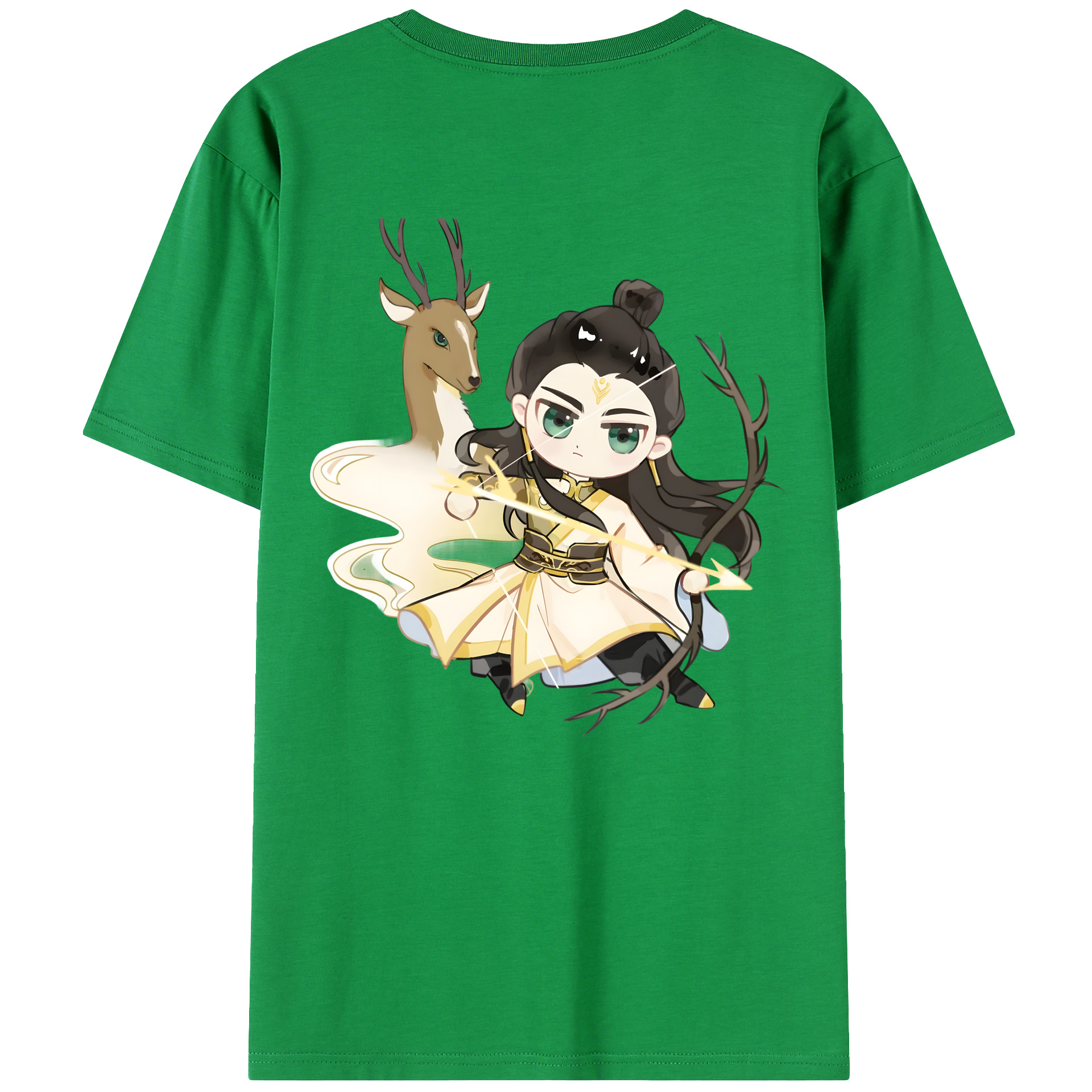 （画像用） Ne Zha 2 ナタ 魔童の大暴れ 綿100％ メンズ半袖Tシャツ（バックプリント） 通気性