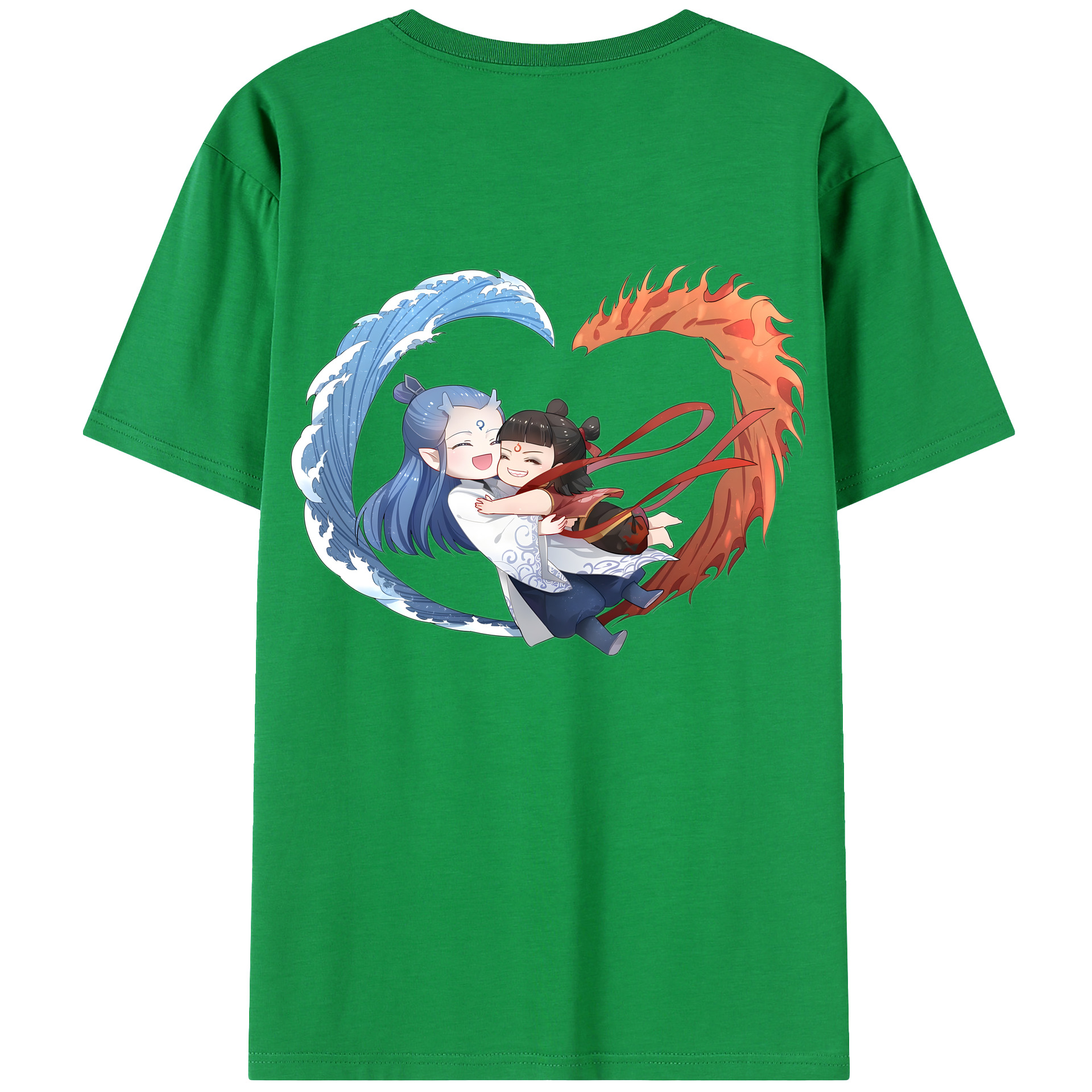 （画像用） Ne Zha 2 ナタ 魔童の大暴れ 綿100％ メンズ半袖Tシャツ（バックプリント） 通気性