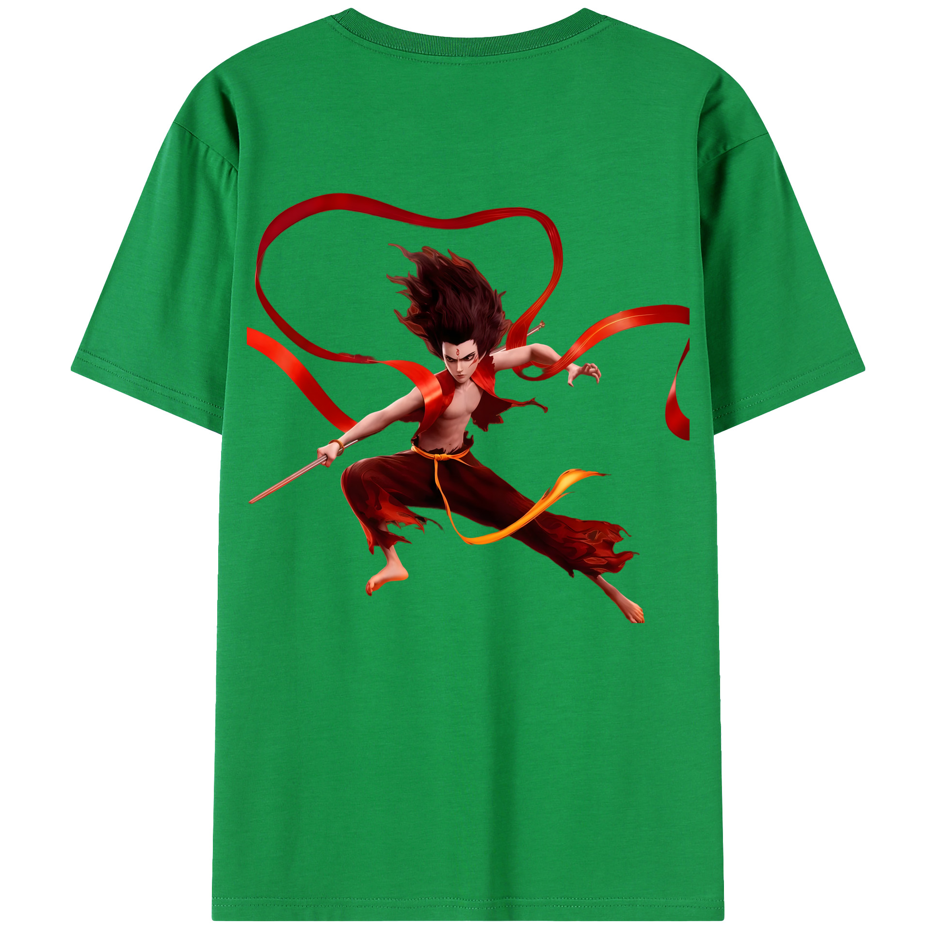（画像用） Ne Zha 2 ナタ 魔童の大暴れ 綿100％ メンズ半袖Tシャツ（バックプリント） 通気性