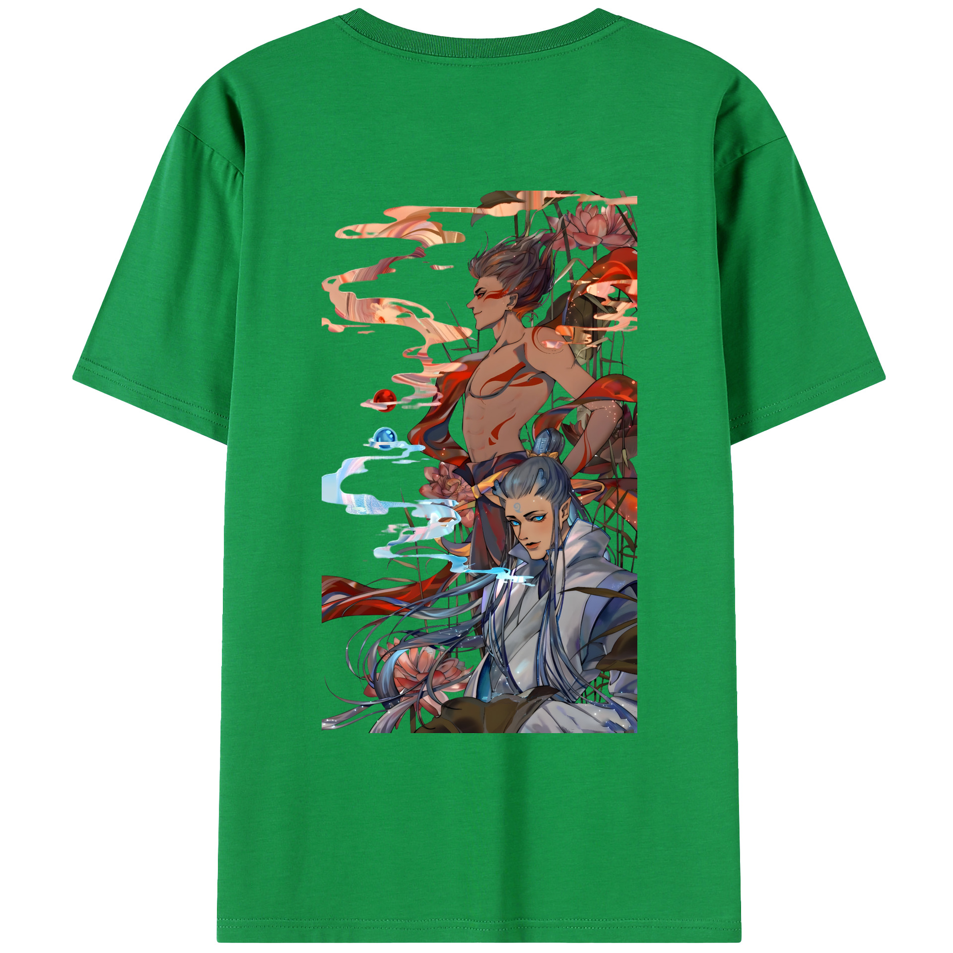 （画像用） Ne Zha 2 ナタ 魔童の大暴れ 綿100％ メンズ半袖Tシャツ（バックプリント） 通気性