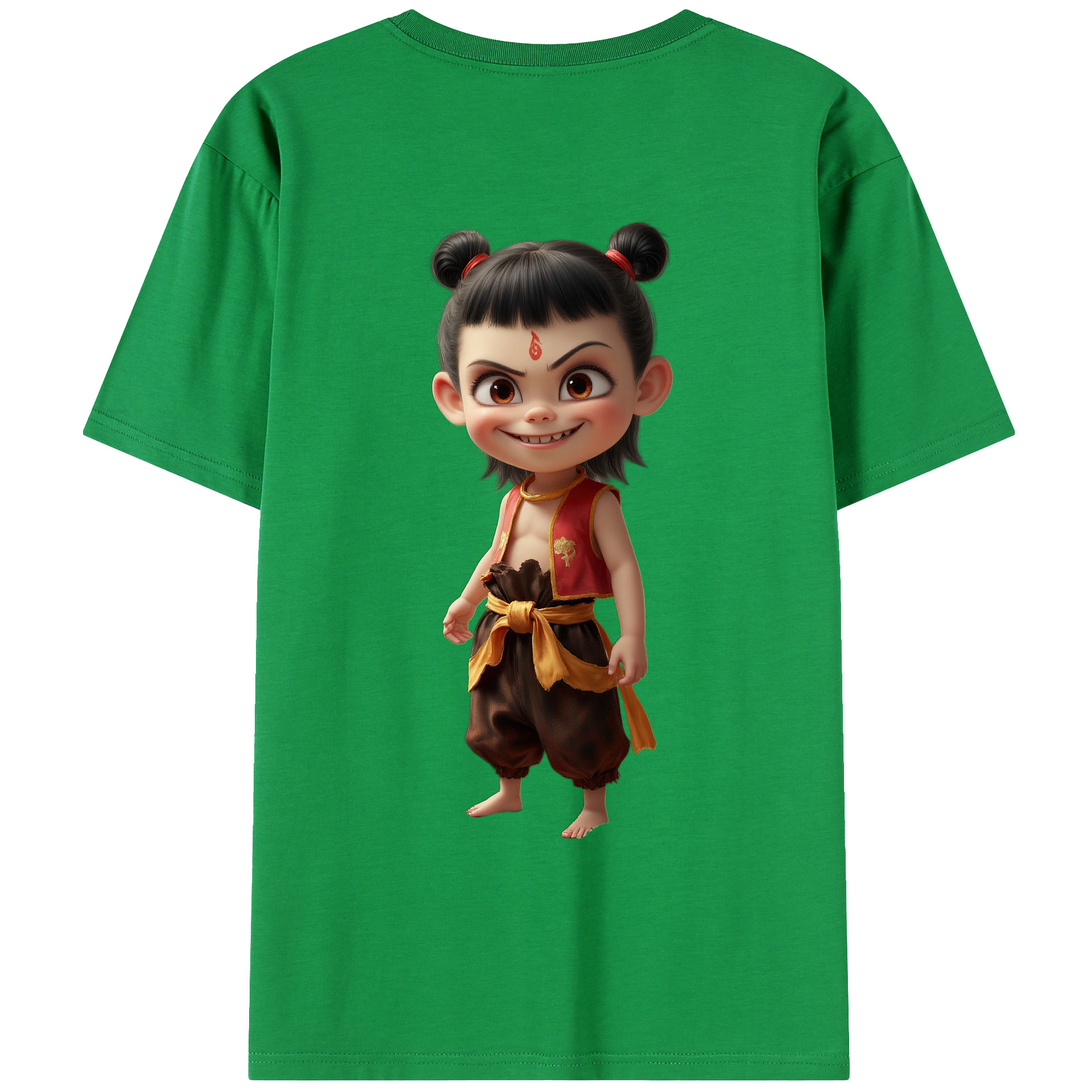 （画像用） Ne Zha 2 ナタ 魔童の大暴れ 綿100％ メンズ半袖Tシャツ（バックプリント） 通気性