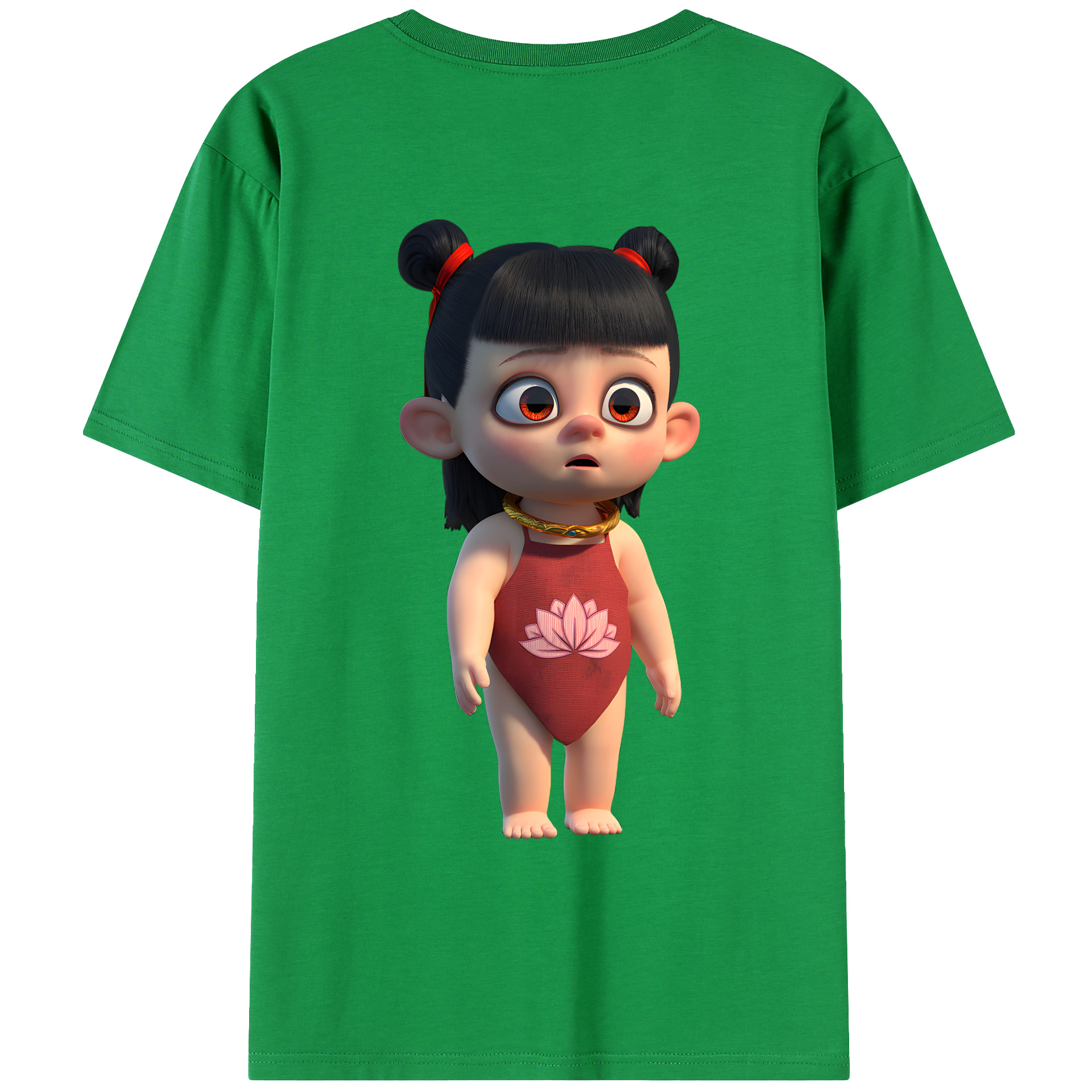 （画像用） Ne Zha 2 ナタ 魔童の大暴れ 綿100％ メンズ半袖Tシャツ（バックプリント） 通気性