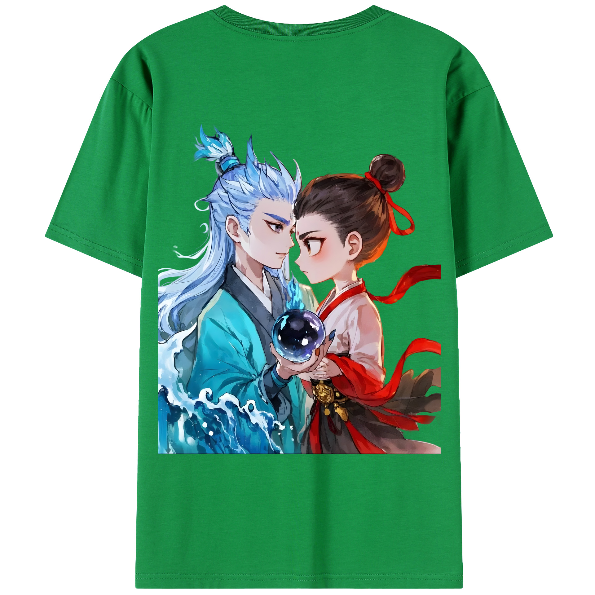 （画像用） Ne Zha 2 ナタ 魔童の大暴れ 綿100％ メンズ半袖Tシャツ（バックプリント） 通気性