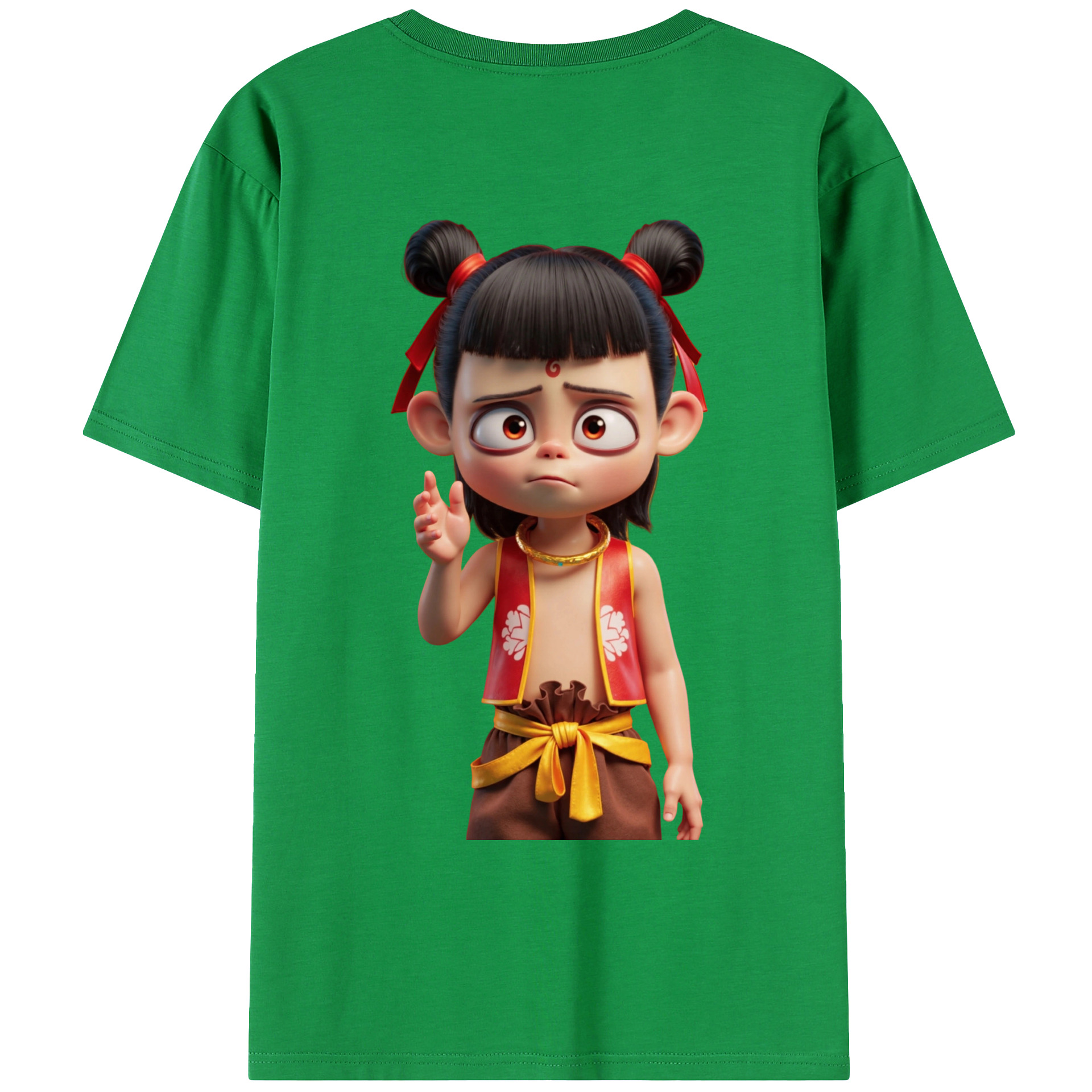 （画像用） Ne Zha 2 ナタ 魔童の大暴れ 綿100％ メンズ半袖Tシャツ（バックプリント） 通気性