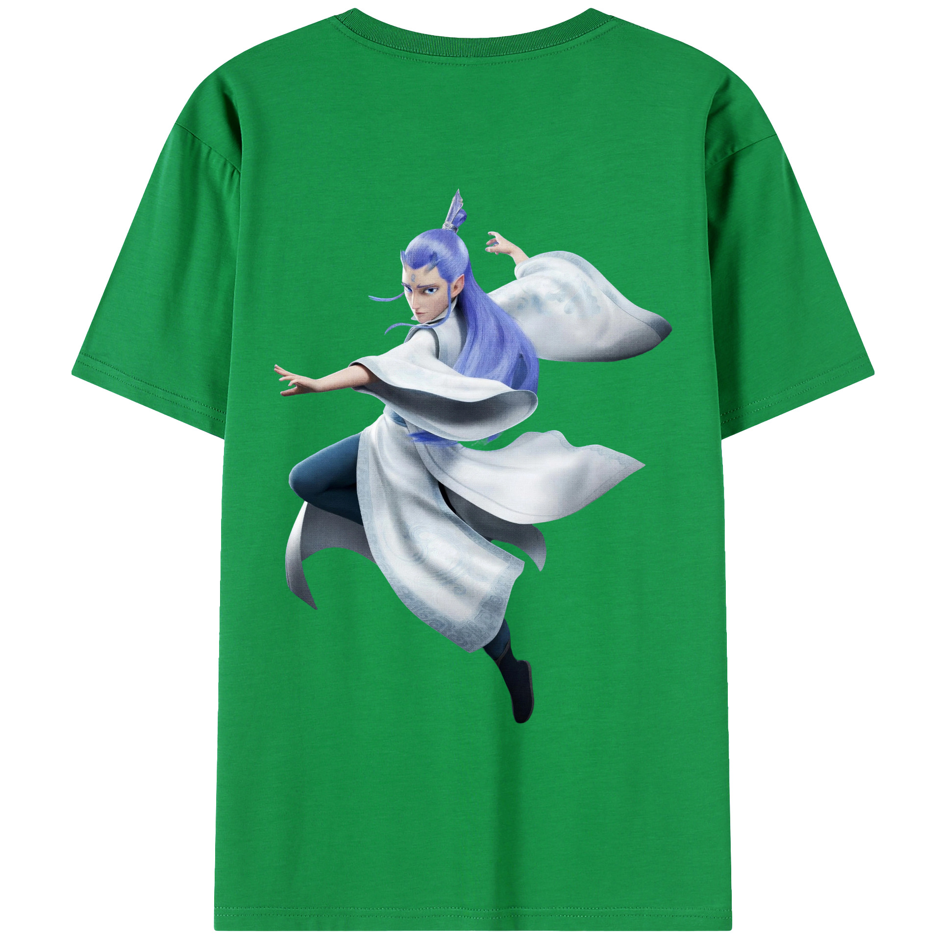 （画像用） Ne Zha 2 ナタ 魔童の大暴れ 綿100％ メンズ半袖Tシャツ（バックプリント） 通気性