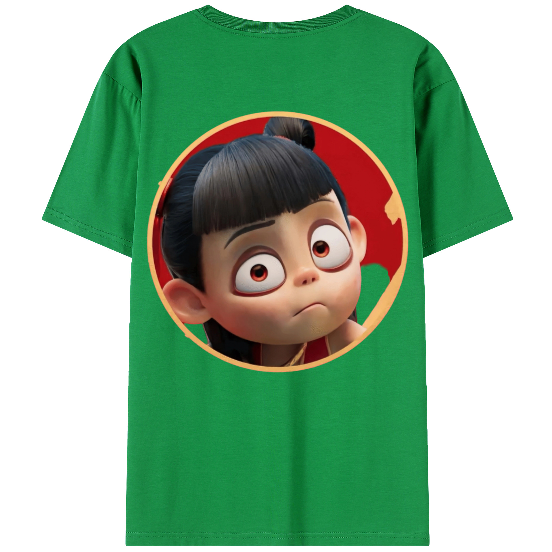 （画像用） Ne Zha 2 ナタ 魔童の大暴れ 綿100％ メンズ半袖Tシャツ（バックプリント） 通気性